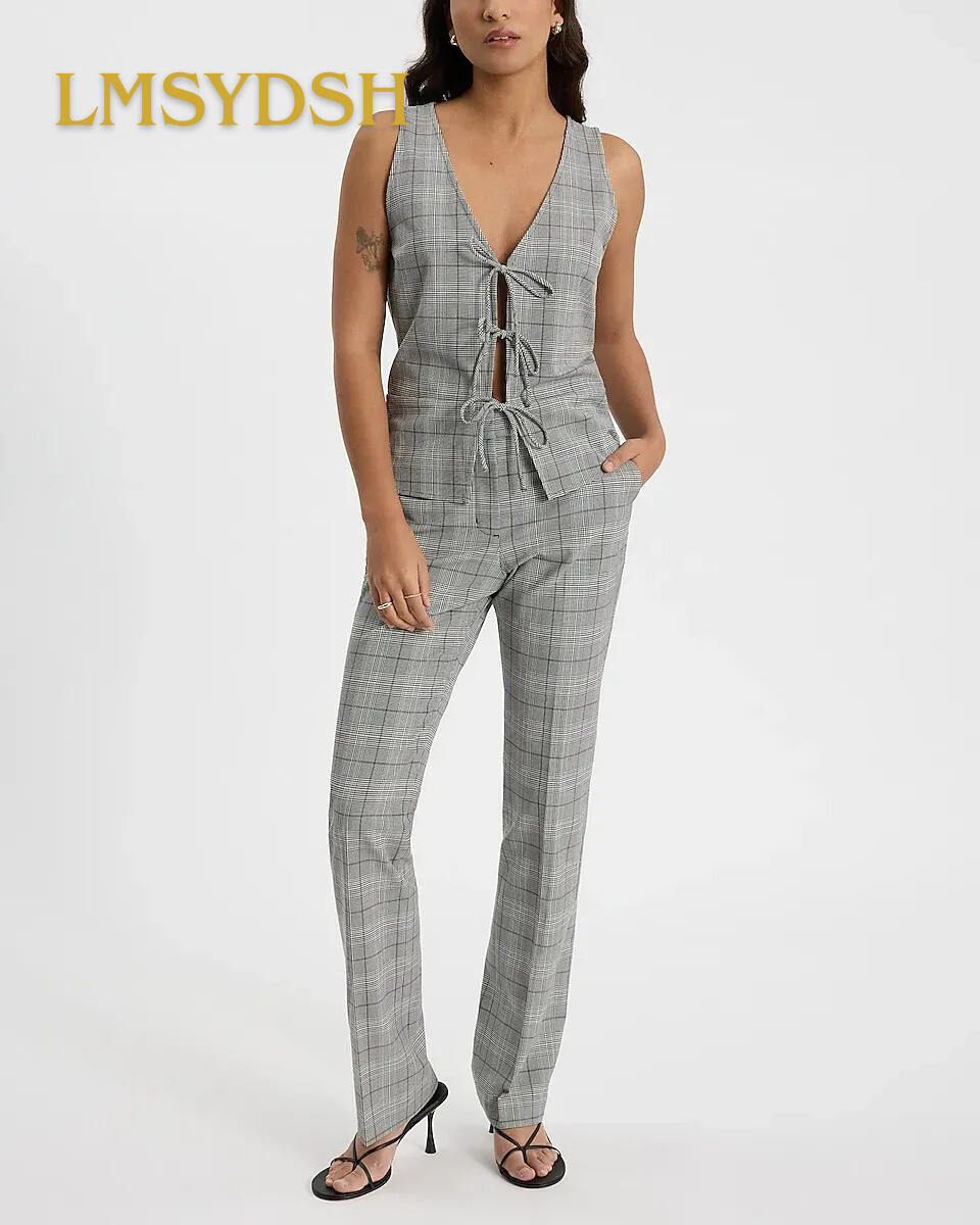 Editor Plaid Mid Rise Bootcut Pant