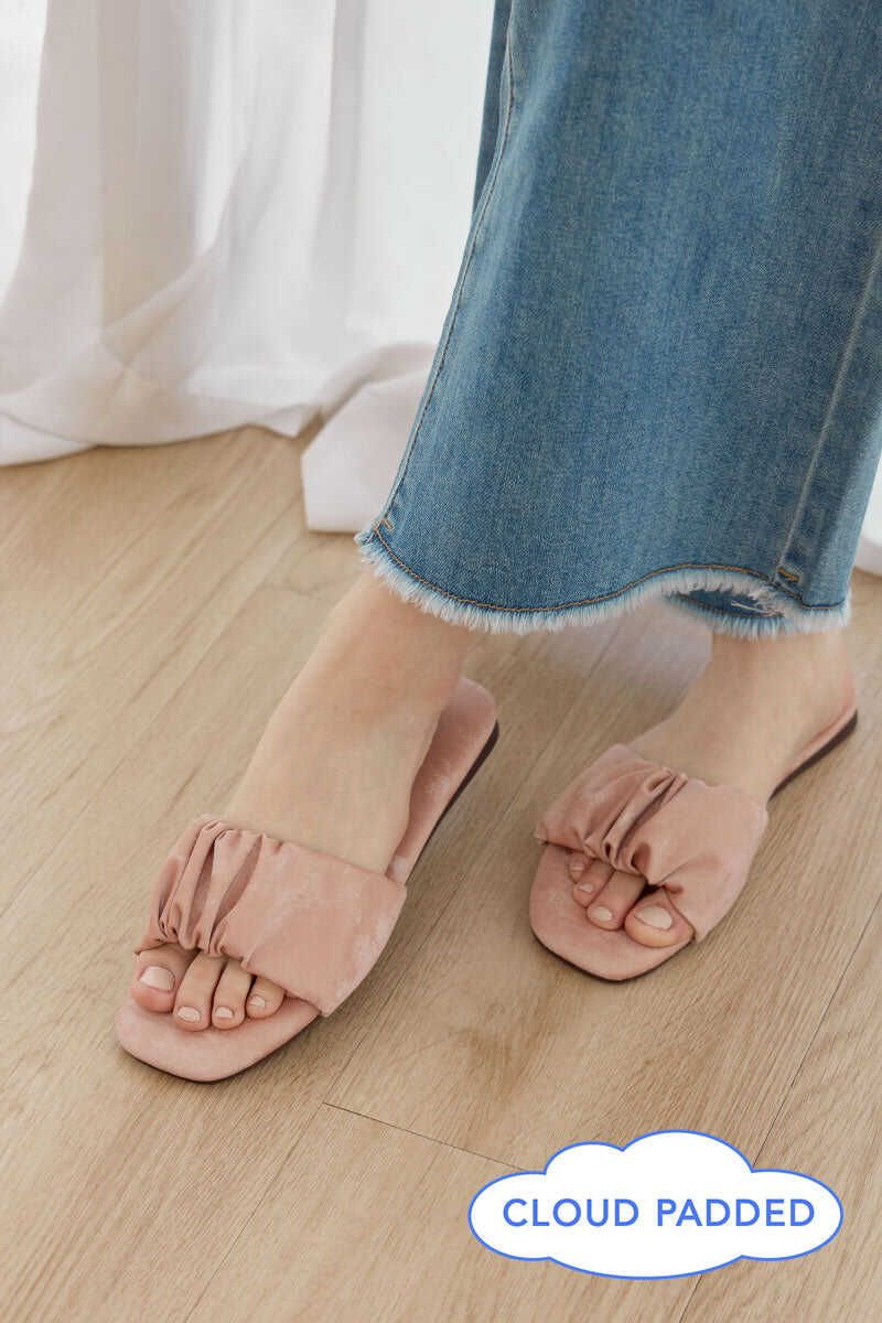 Willow Cloud Sliders in Pink Waterproof Satin