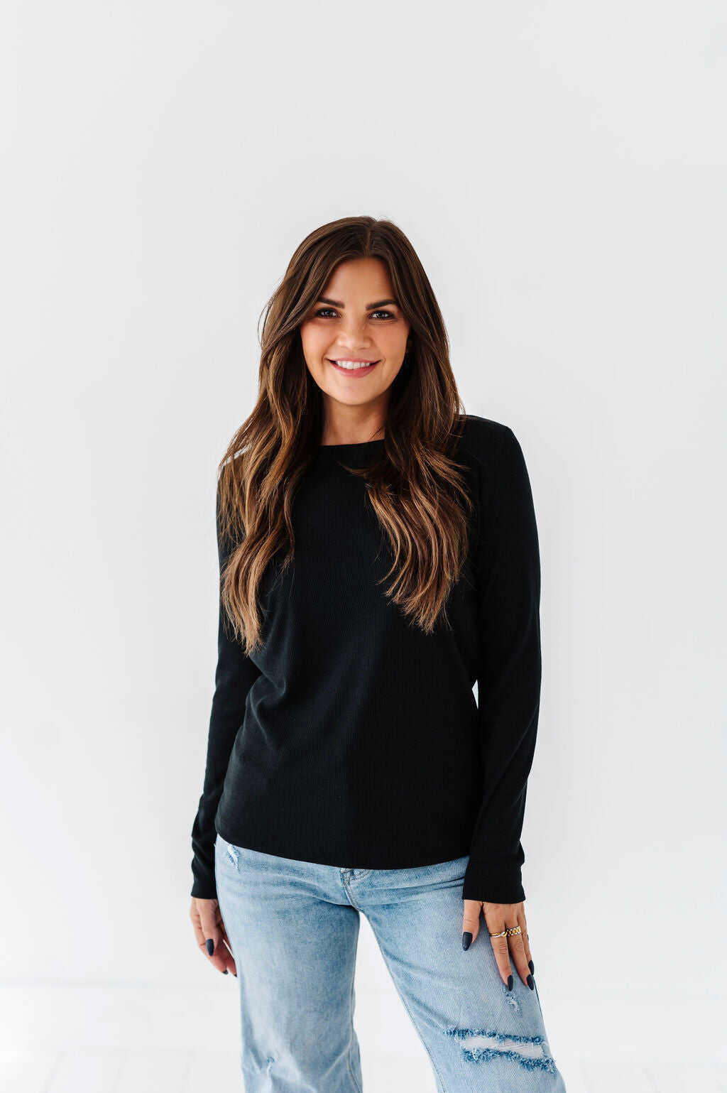 Kori Basic Ribbed Top in Black