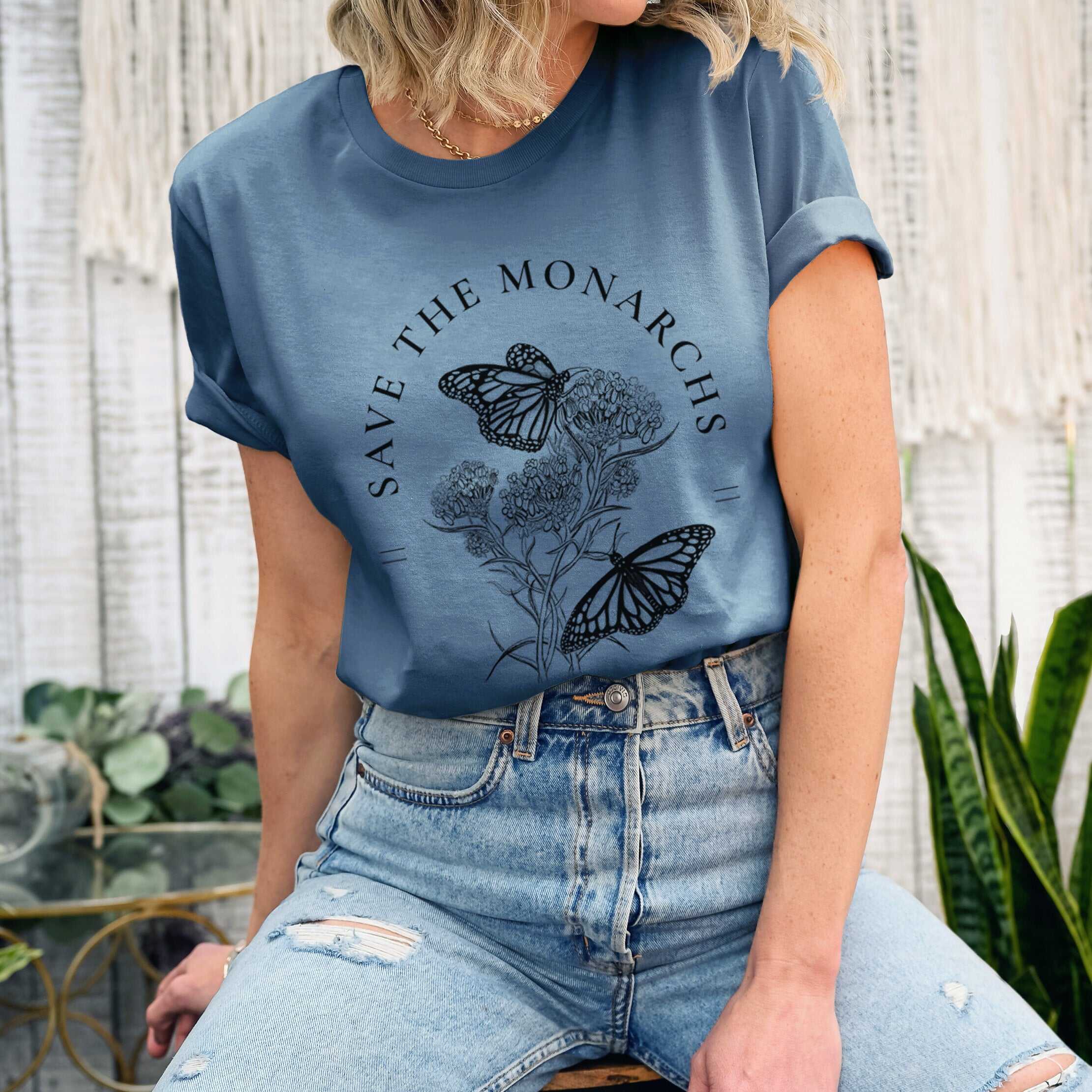 Save the Monarchs - Plant Native Milkweed - Lightweight 100% Cotton Unisex Crewneck