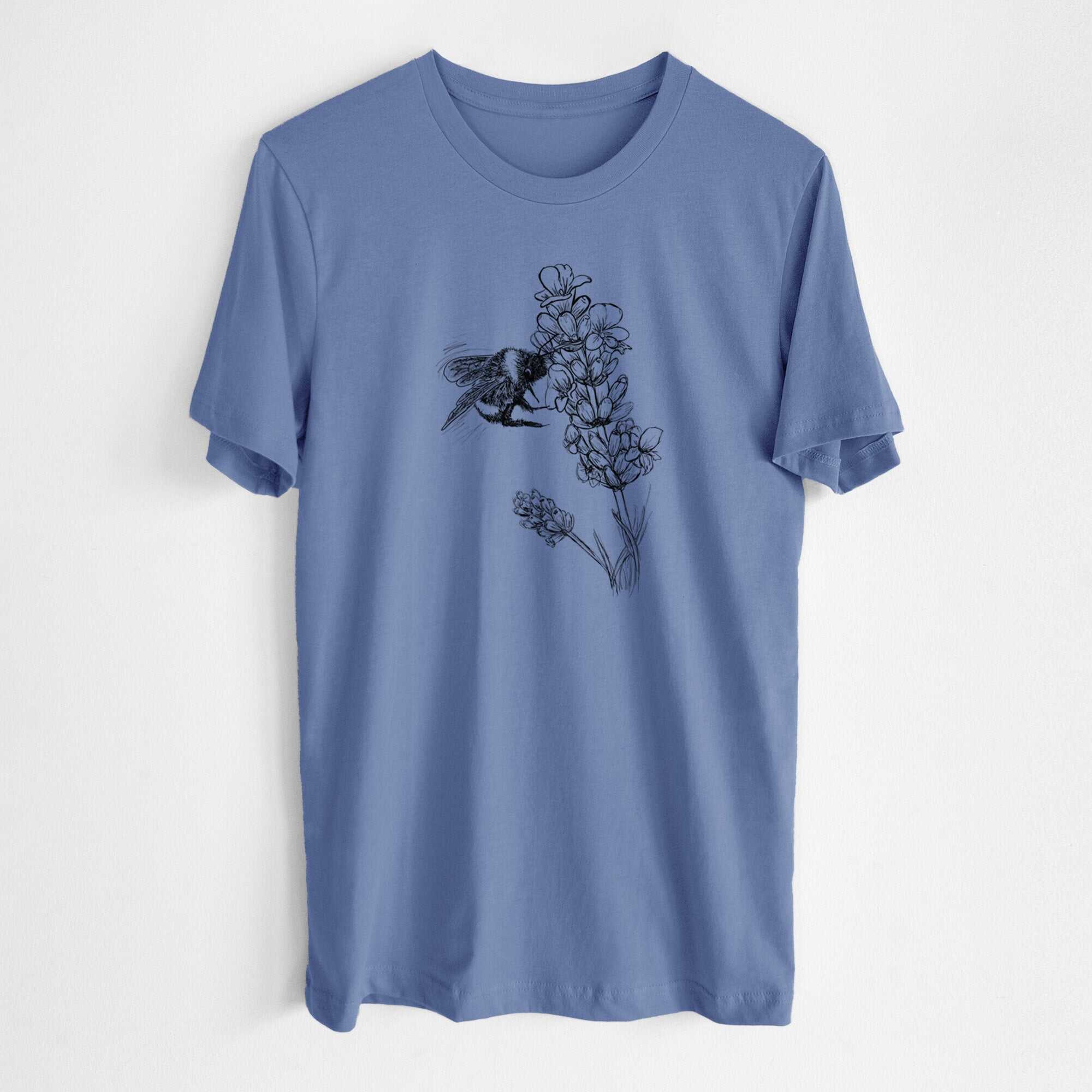 Bumblebee on English Lavender - Bombus Pensylvanicus - Lightweight 100% Cotton Unisex Crewneck