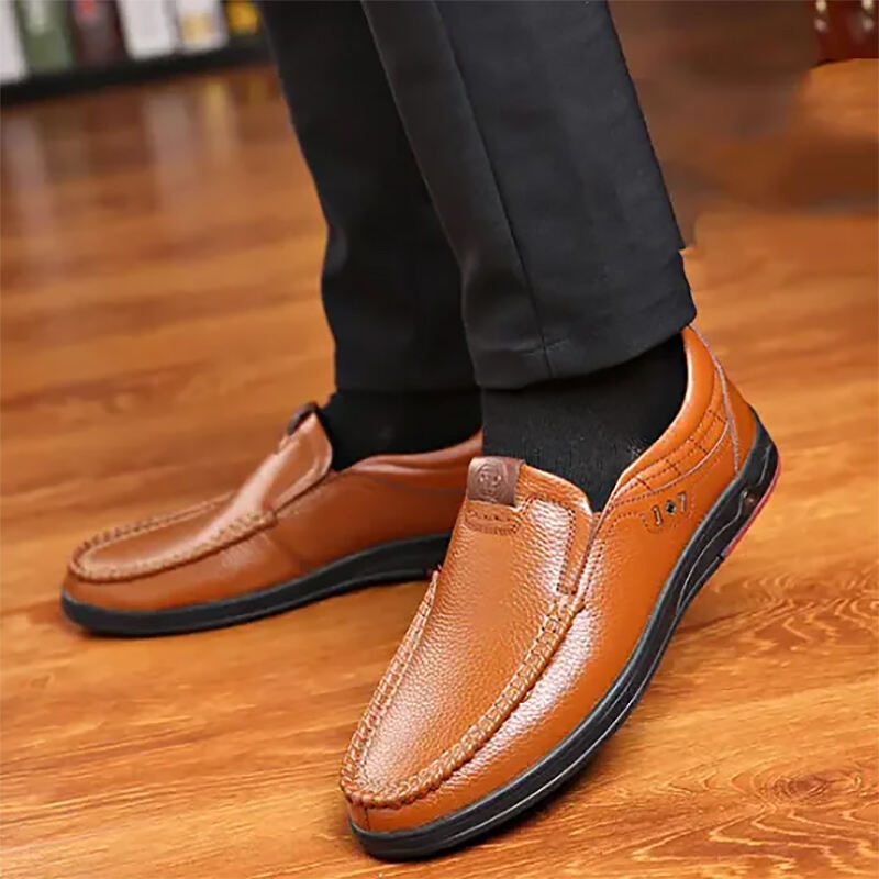 Men's Genuine Leather Soft Insole Casual Business Slip On Loafers