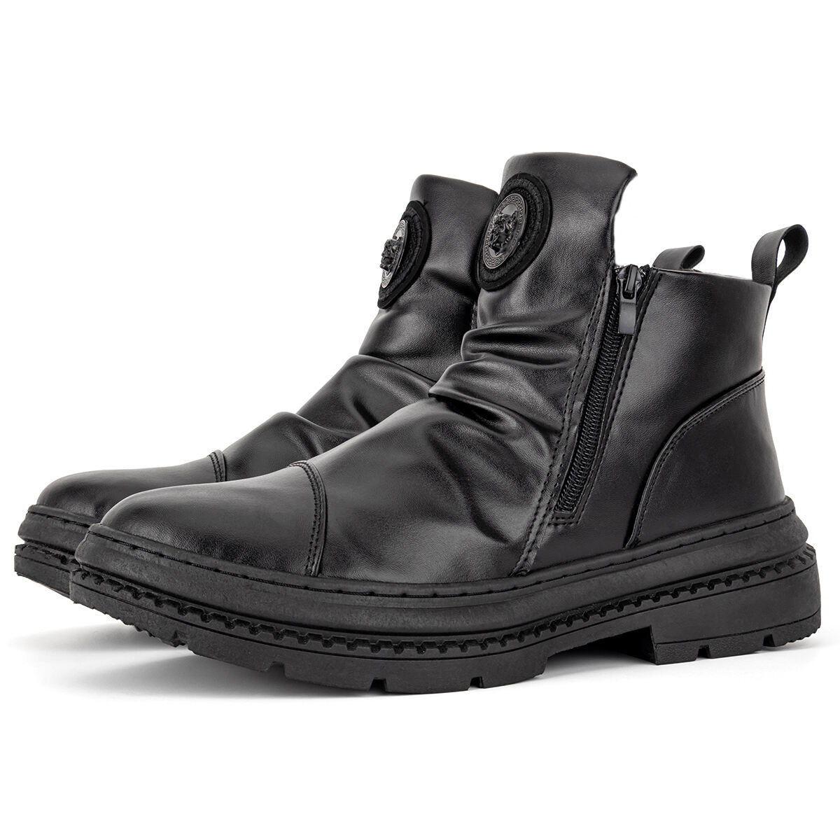 Men's Comfortable Leather Motorcycle Boots Waterproof Anti-Slip Anti-Sprain