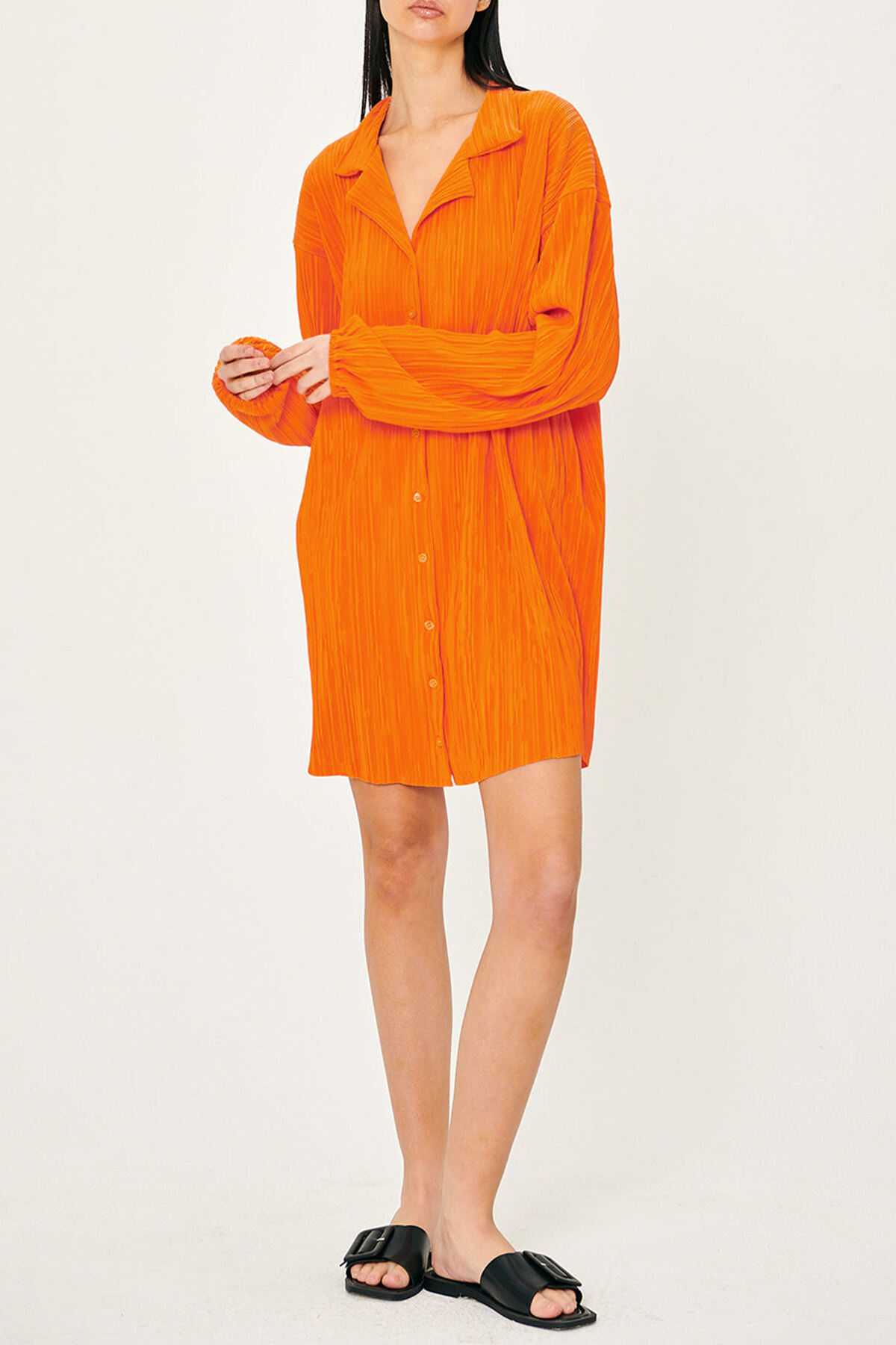 Sandra Plisse Shirt Dress