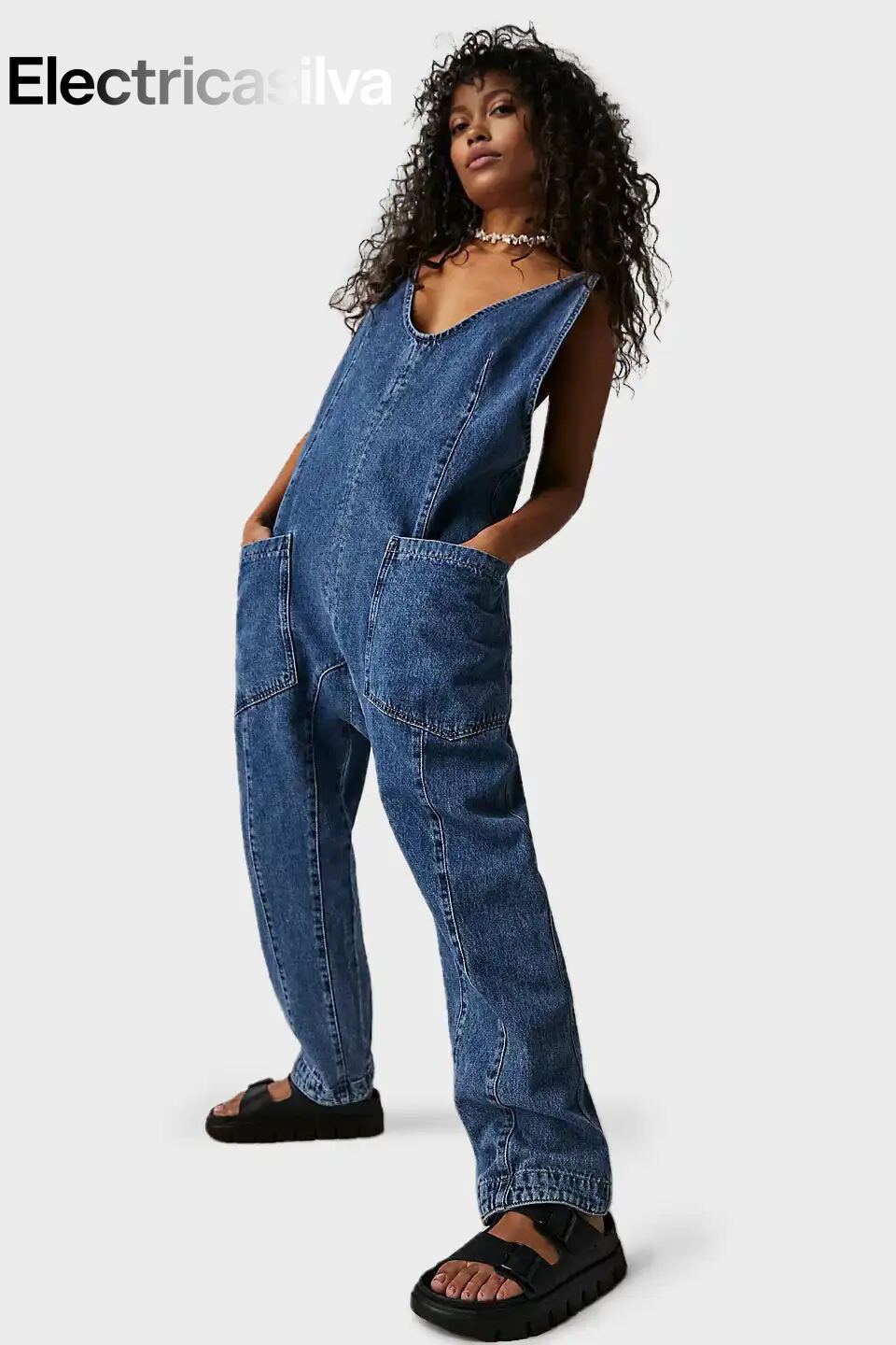 Denim Jumpsuit With Pockets