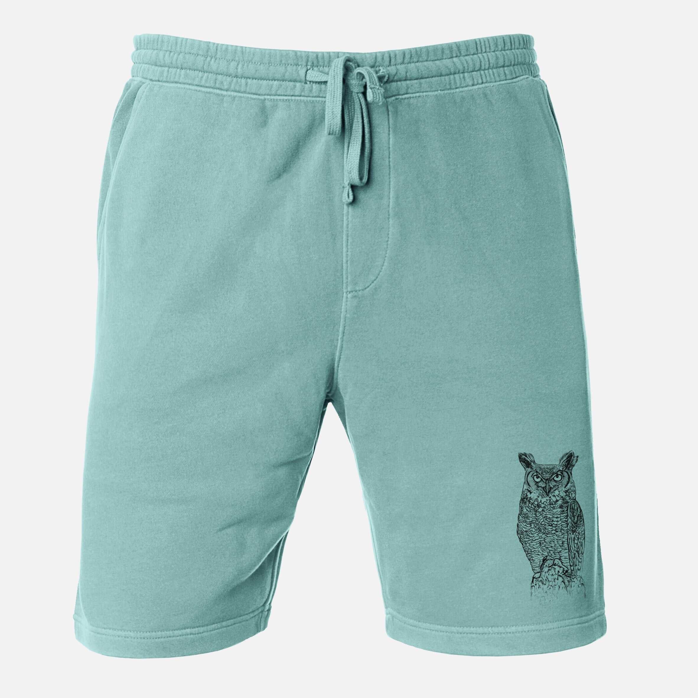 Bubo virginianus - Great Horned Owl - Unisex Pigment Dyed Shorts