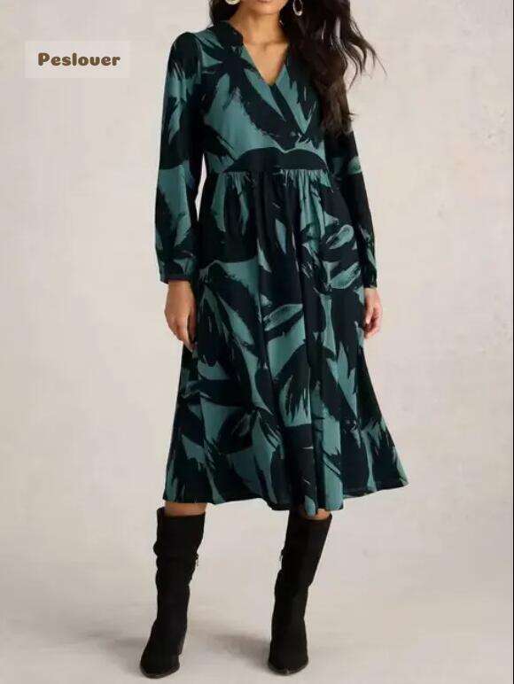 Leah Jersey Dress In Green Print