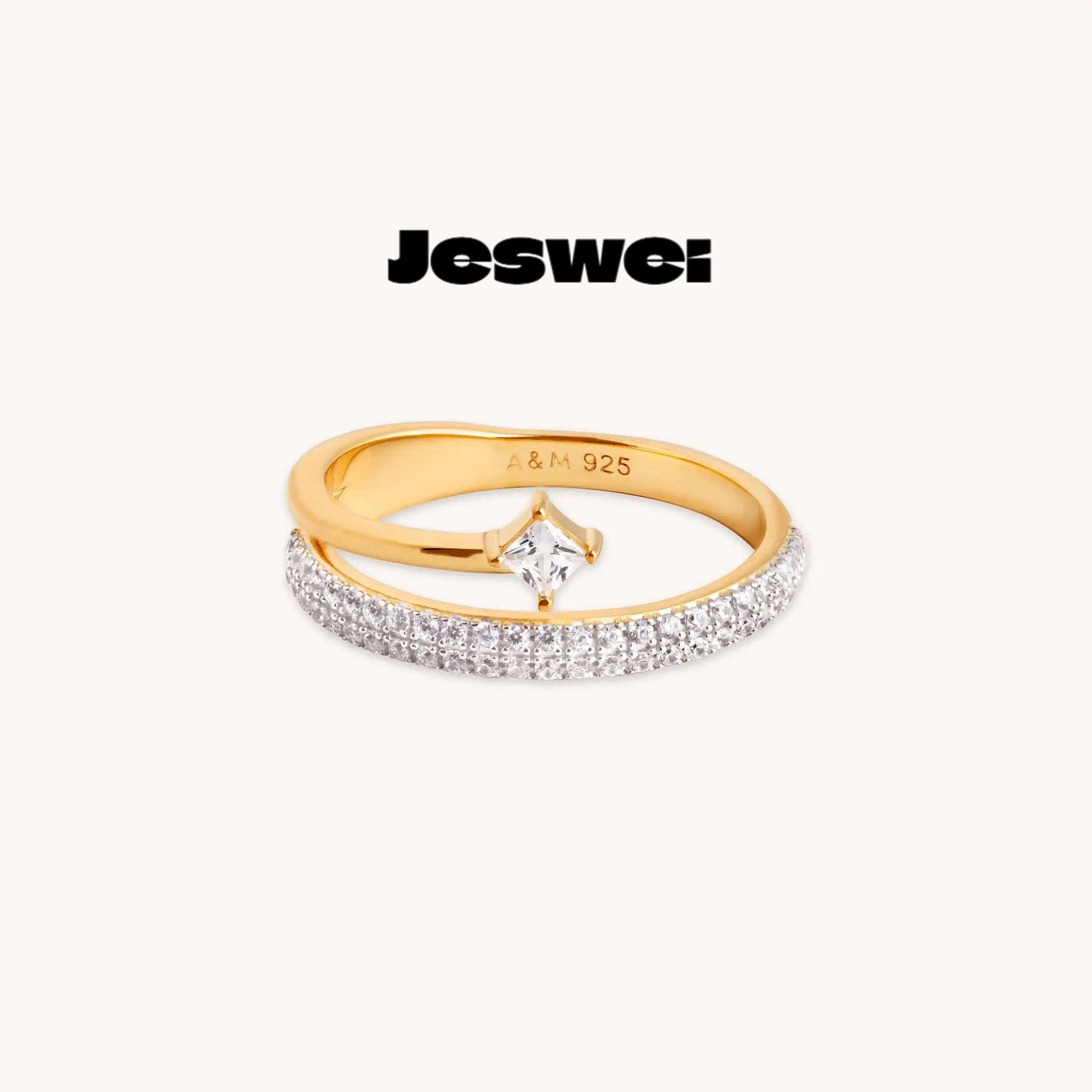 Pavé Crystal Illusion Ring in Gold
