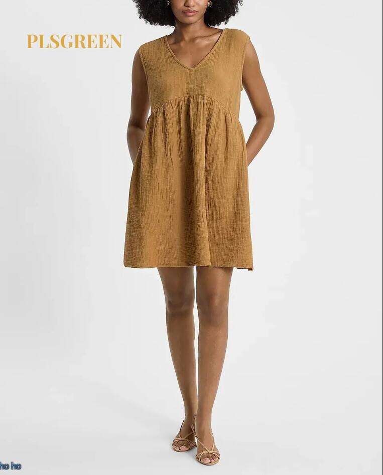 Sleeveless V-Neck Tie Back Mini Dress