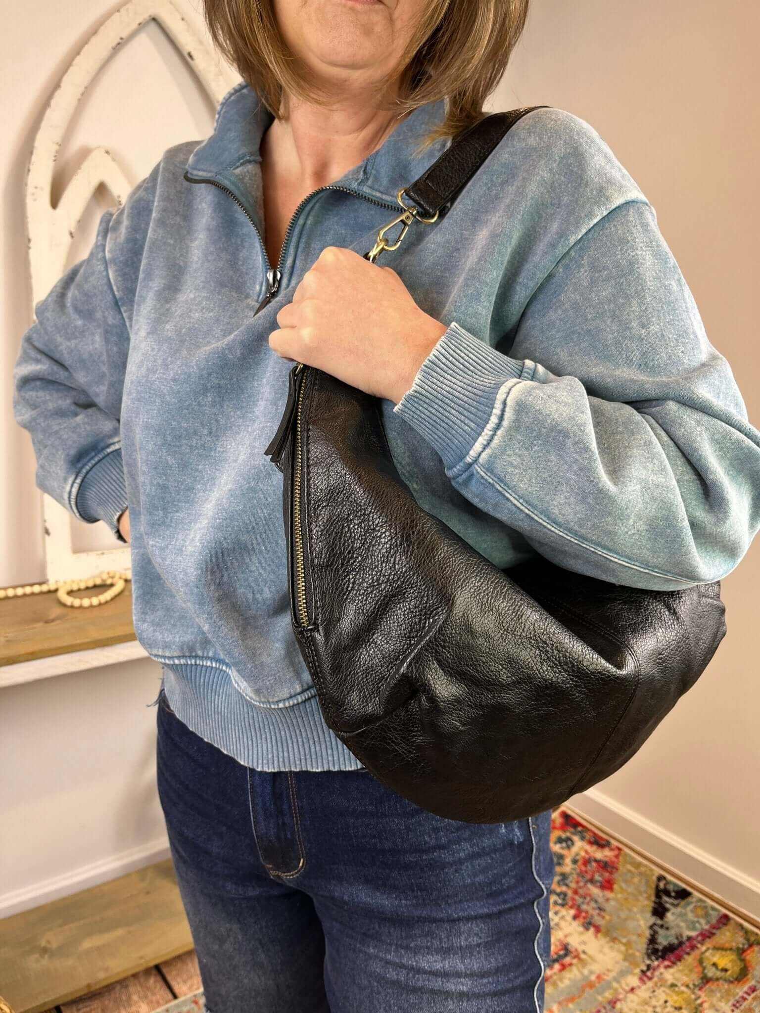 Rhea Slouchy Crescent Shoulder Crossbody Bag Purse Handbag