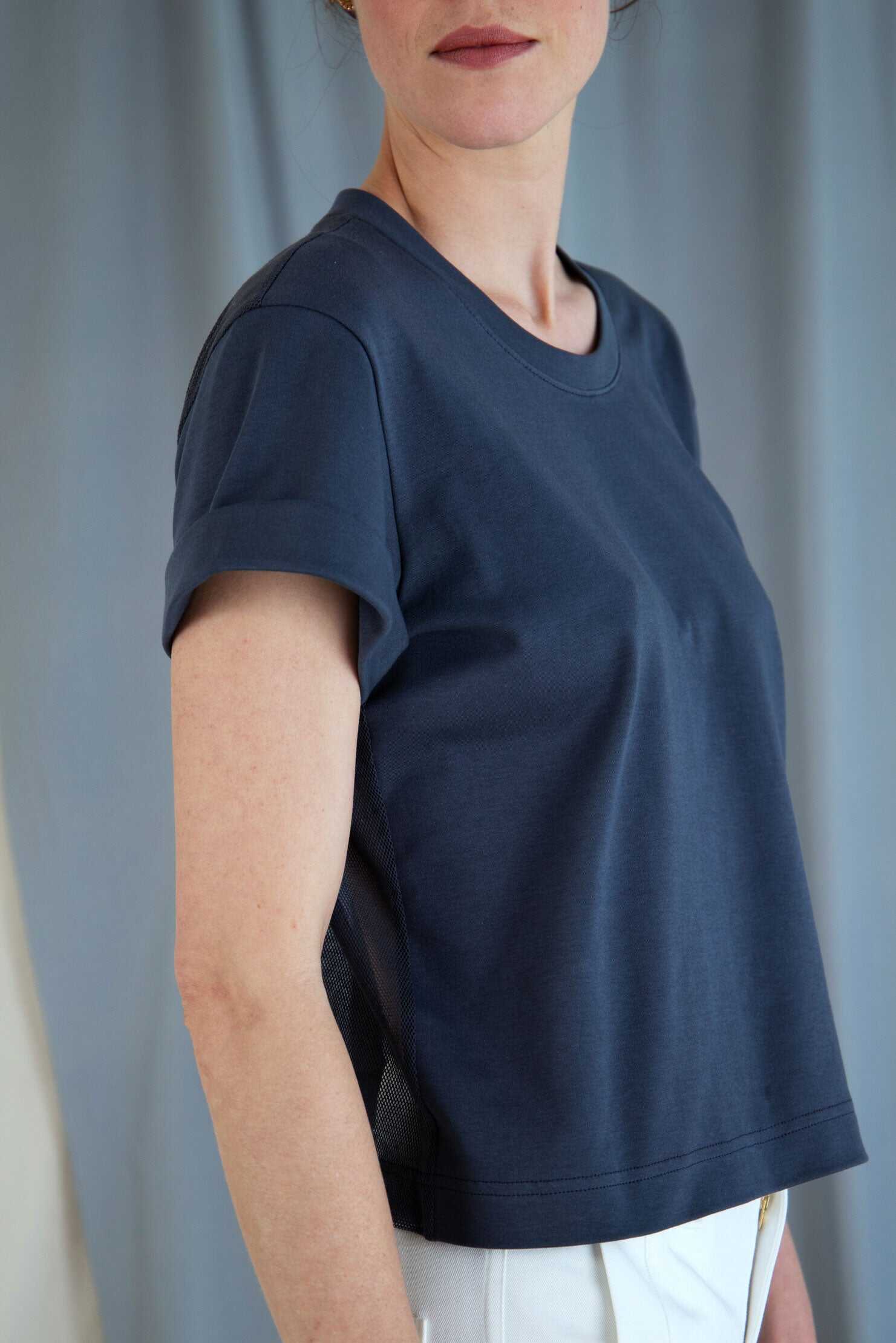 T-shirt with mesh back - Slate blue