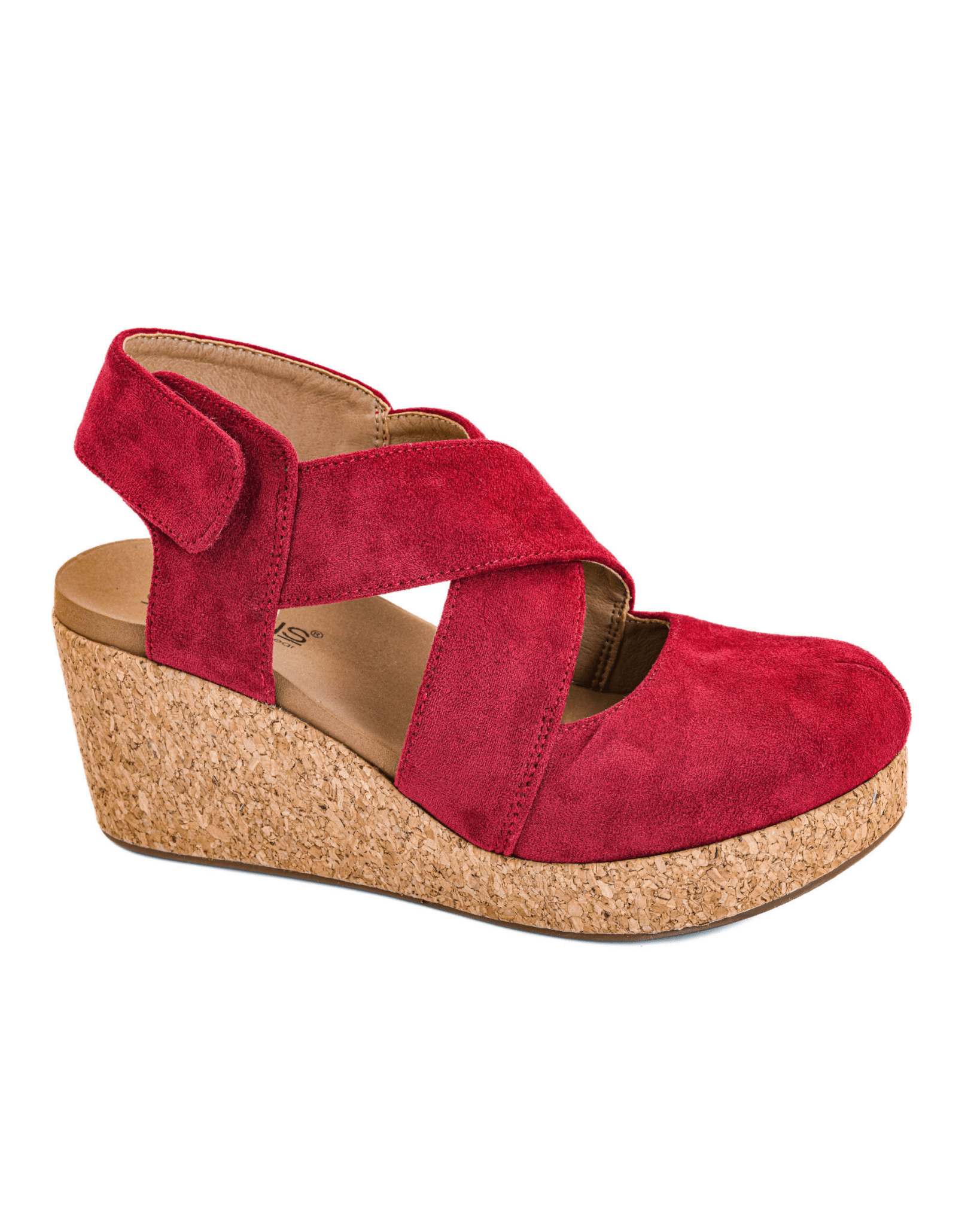 Corkys Footwear Case Closed Wedge Sandal - Dark Red Faux Suede
