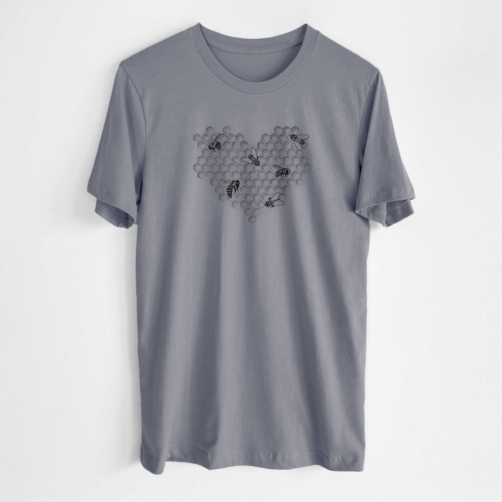 Honeycomb Heart with Bees - Lightweight 100% Cotton Unisex Crewneck
