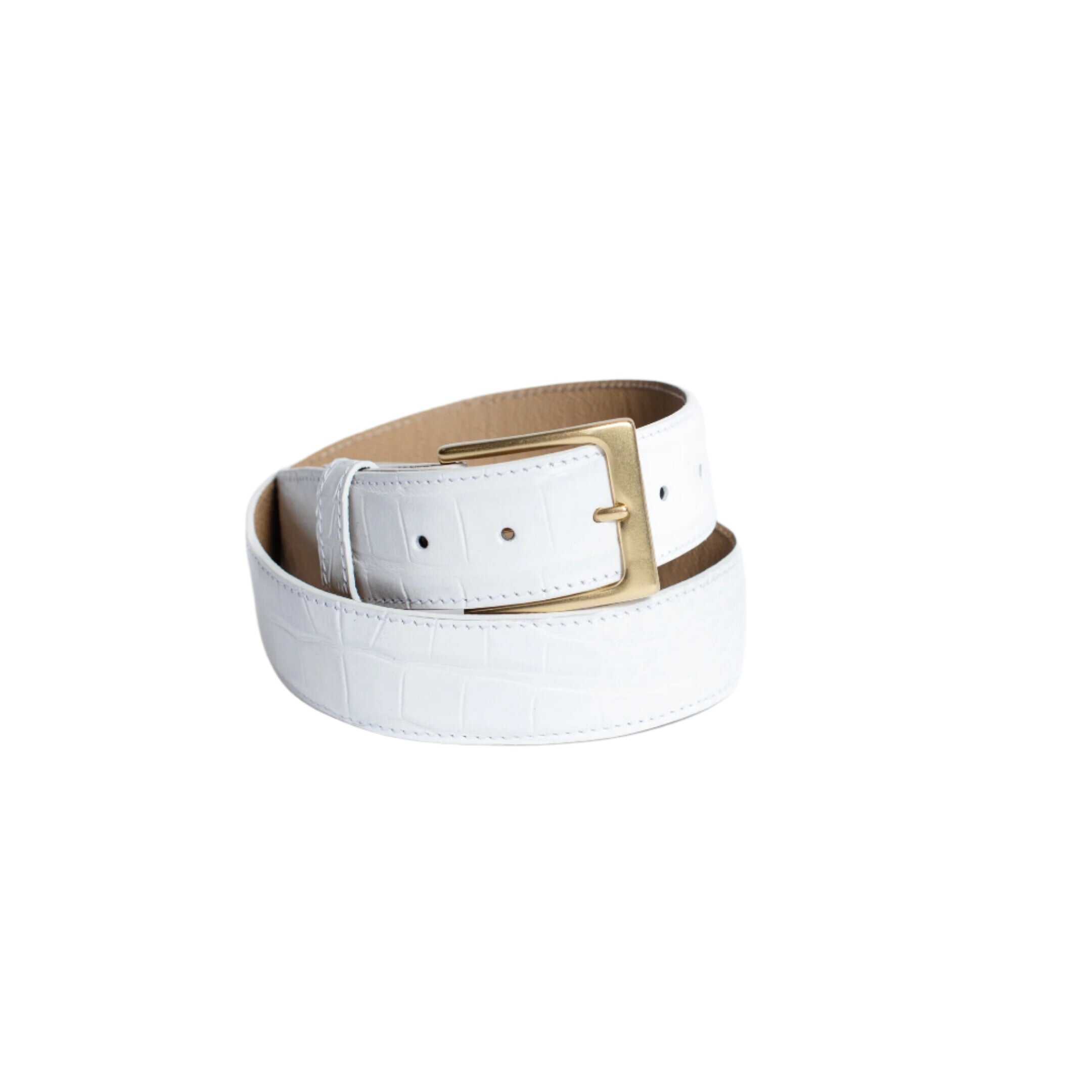 Full Skin Belt, White Matte Alligator