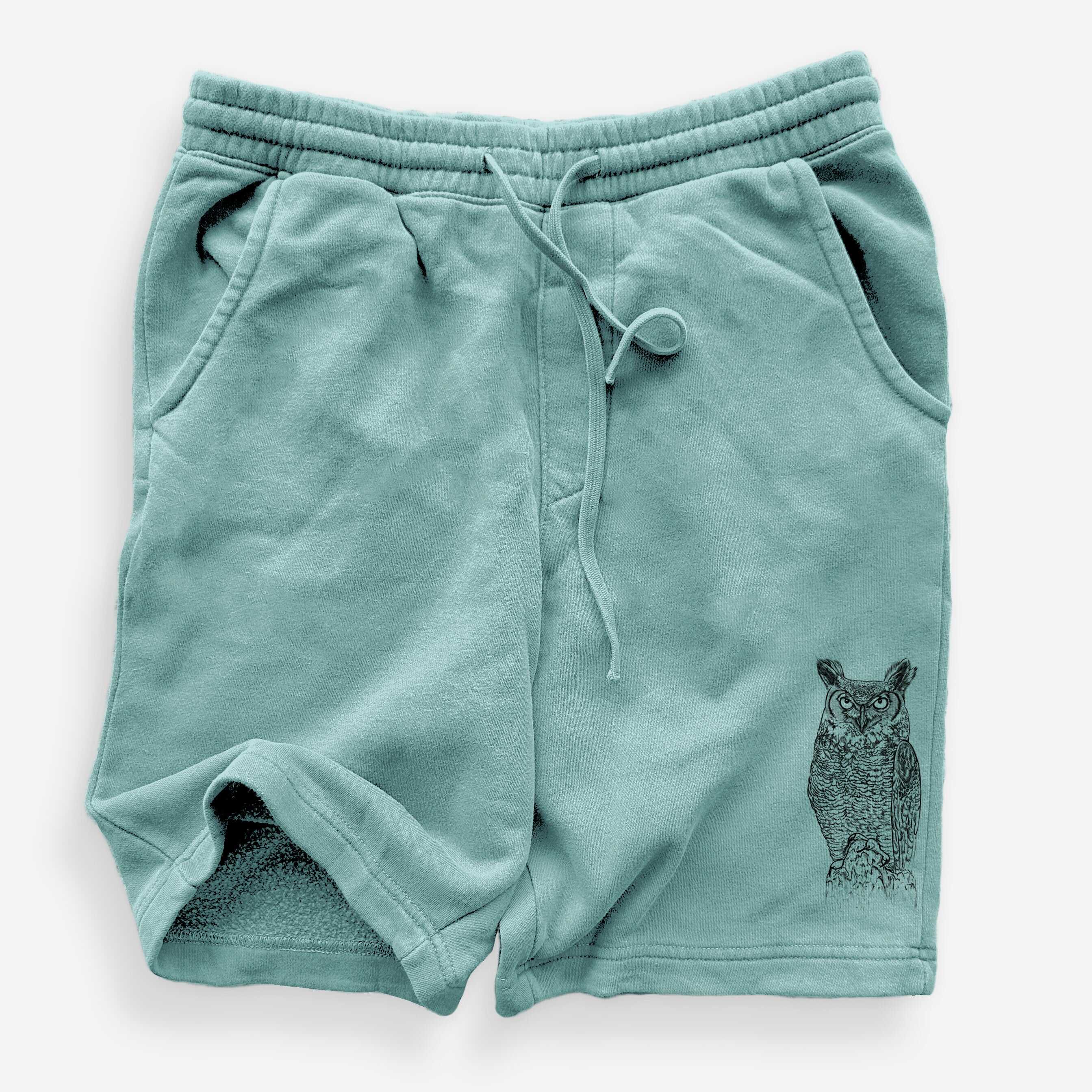 Bubo virginianus - Great Horned Owl - Unisex Pigment Dyed Shorts