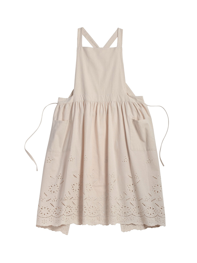 Women's Cotton Embroidered Pocket Apron