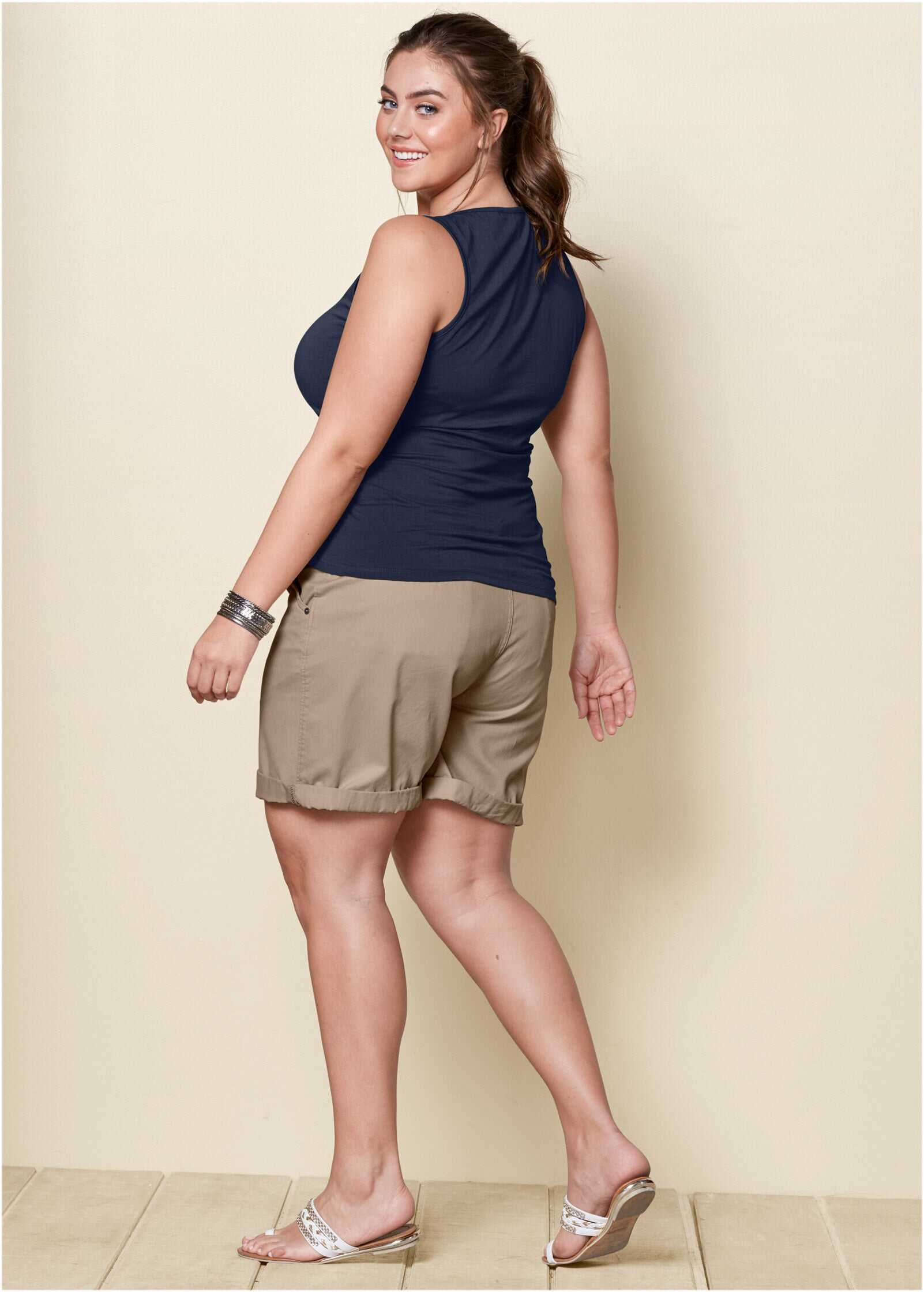 Square Neck Tank Top - Navy