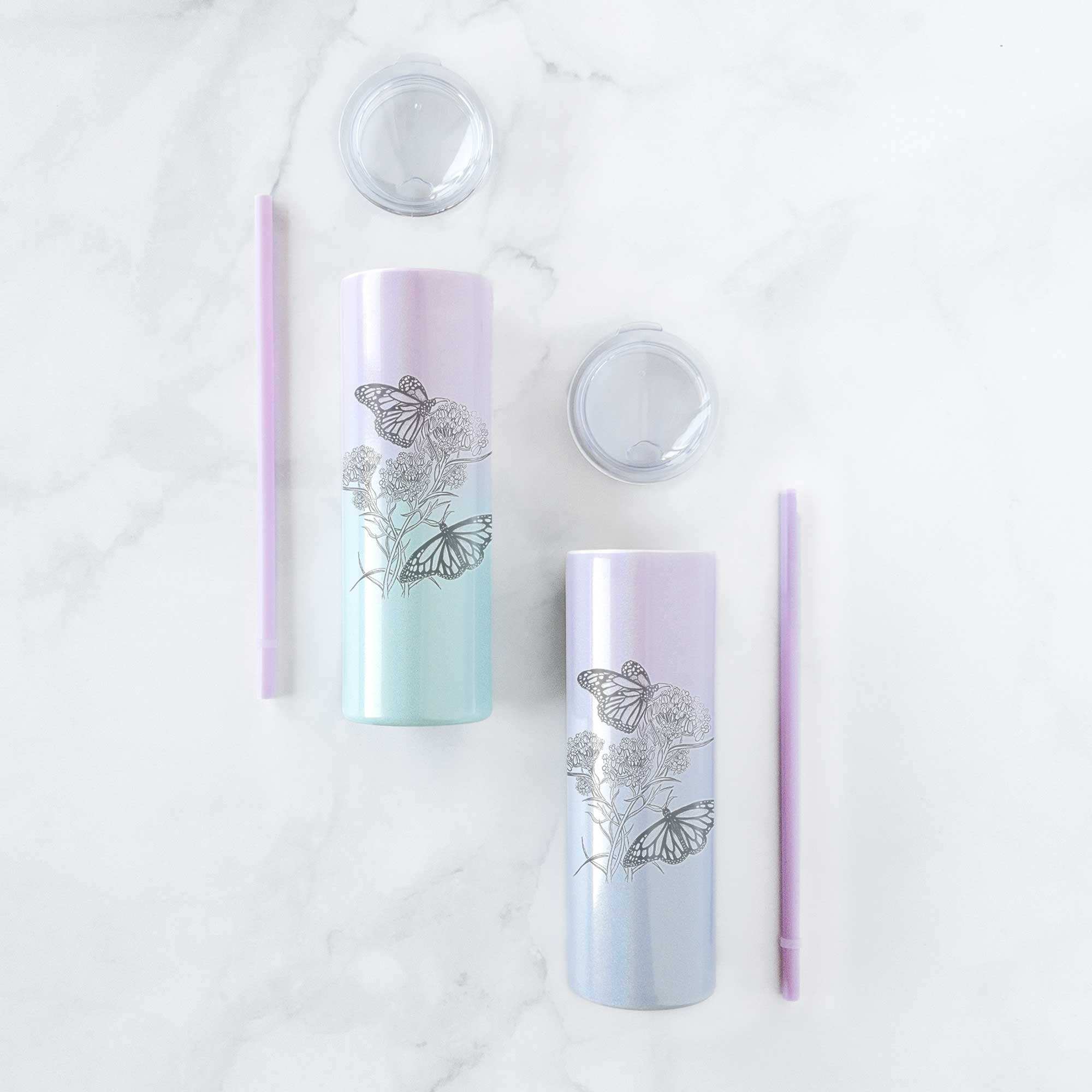 Narrowleaf Milkweed with Monarchs - 20oz Skinny Tumbler