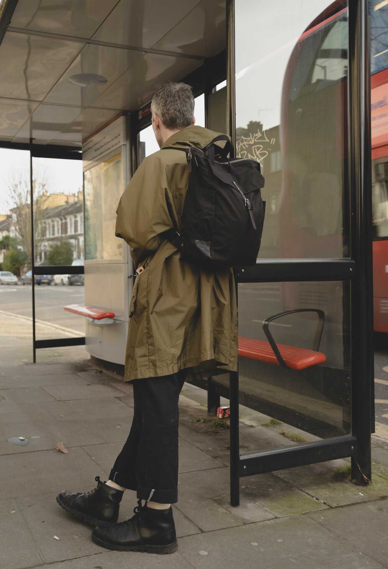 Fin Waxed Cotton Backpack in Black