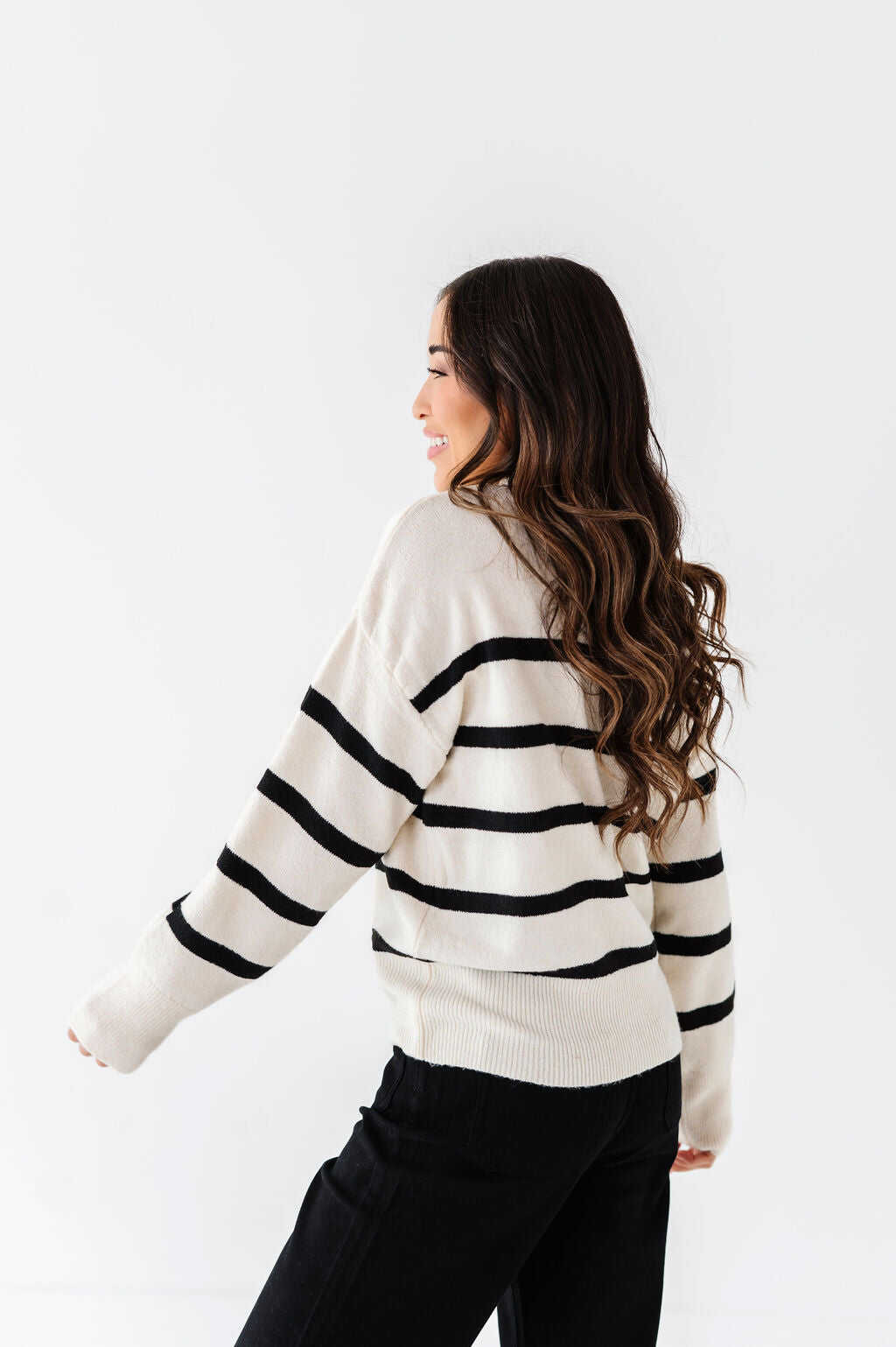 Ashton Striped Sweater in Cream