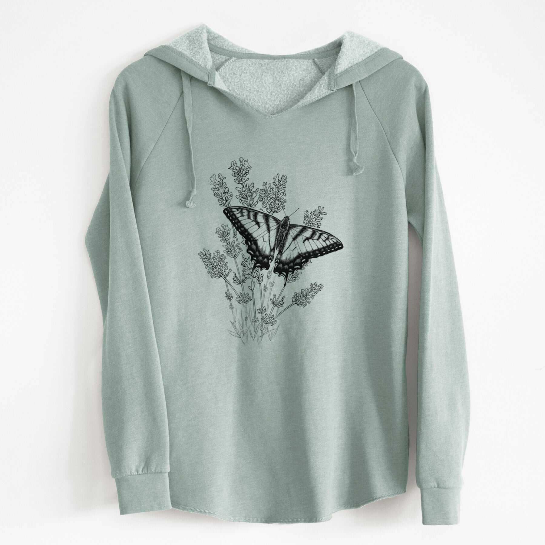 Eastern Tiger Swallowtail with Lavender - Cali Wave Hooded Sweatshirt