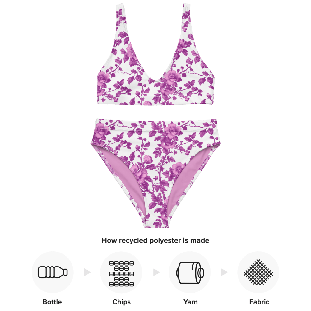 Recycled High-Waisted Bikini, Floral Serenity