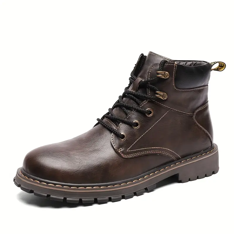 Men's Comfortable Leather Work Boots Waterproof Anti-Slip Anti-Sprain Hiking Boots