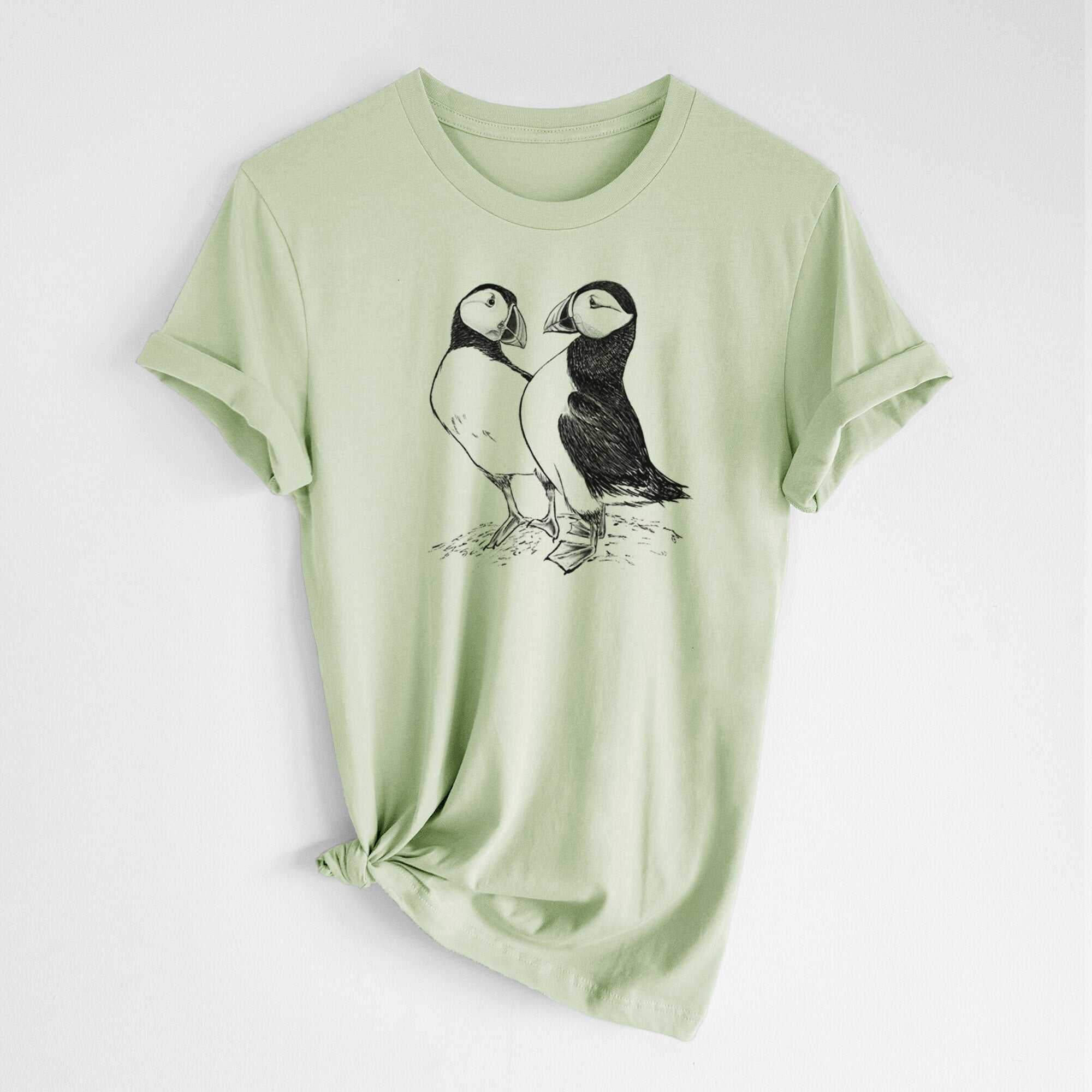Atlantic Puffins Pair - Fratercula arctica - Lightweight 100% Cotton Unisex Crewneck