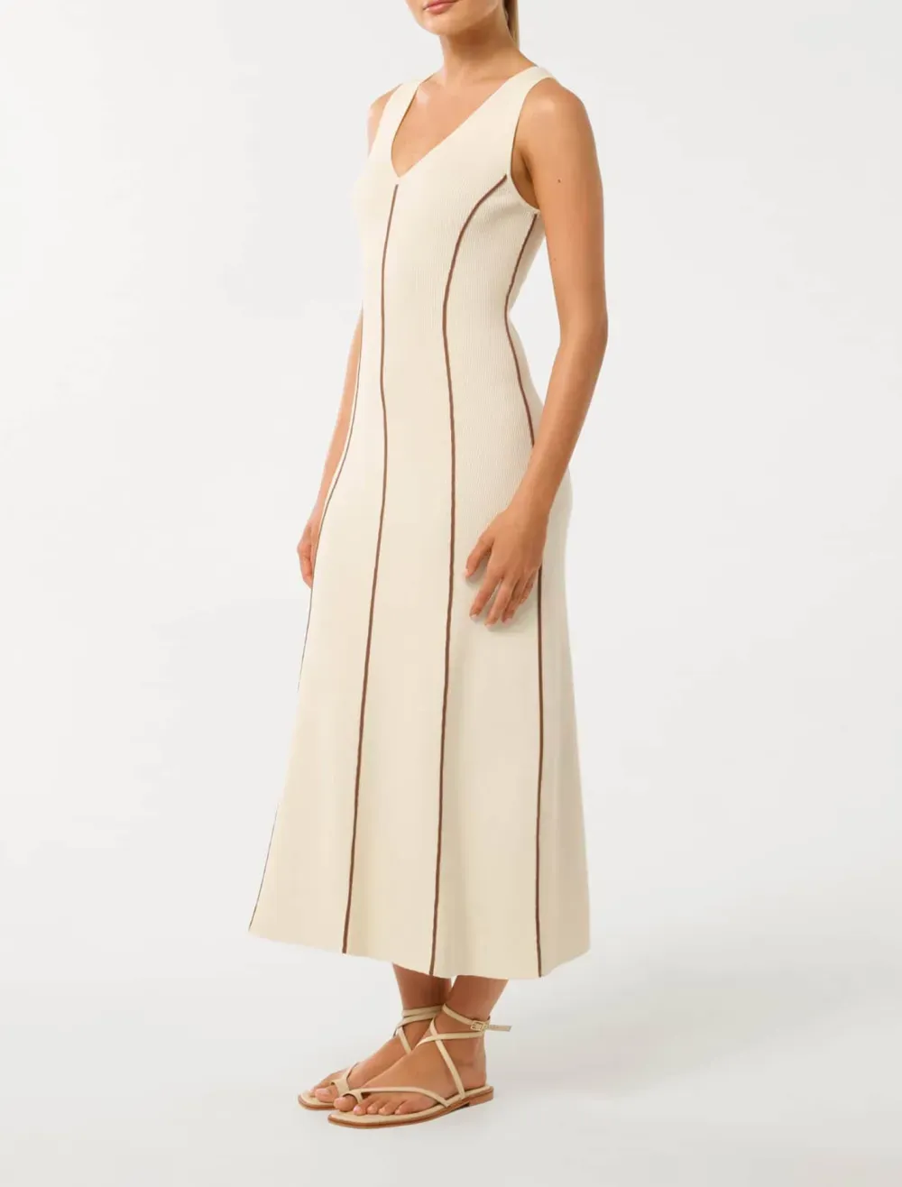 Contrast Detail Midi Dress