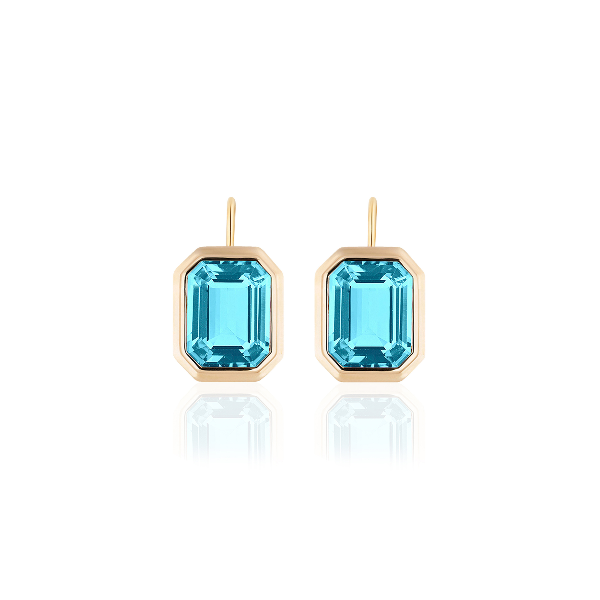 Goshwara Emerald Cut Blue Topaz 18K Earrings