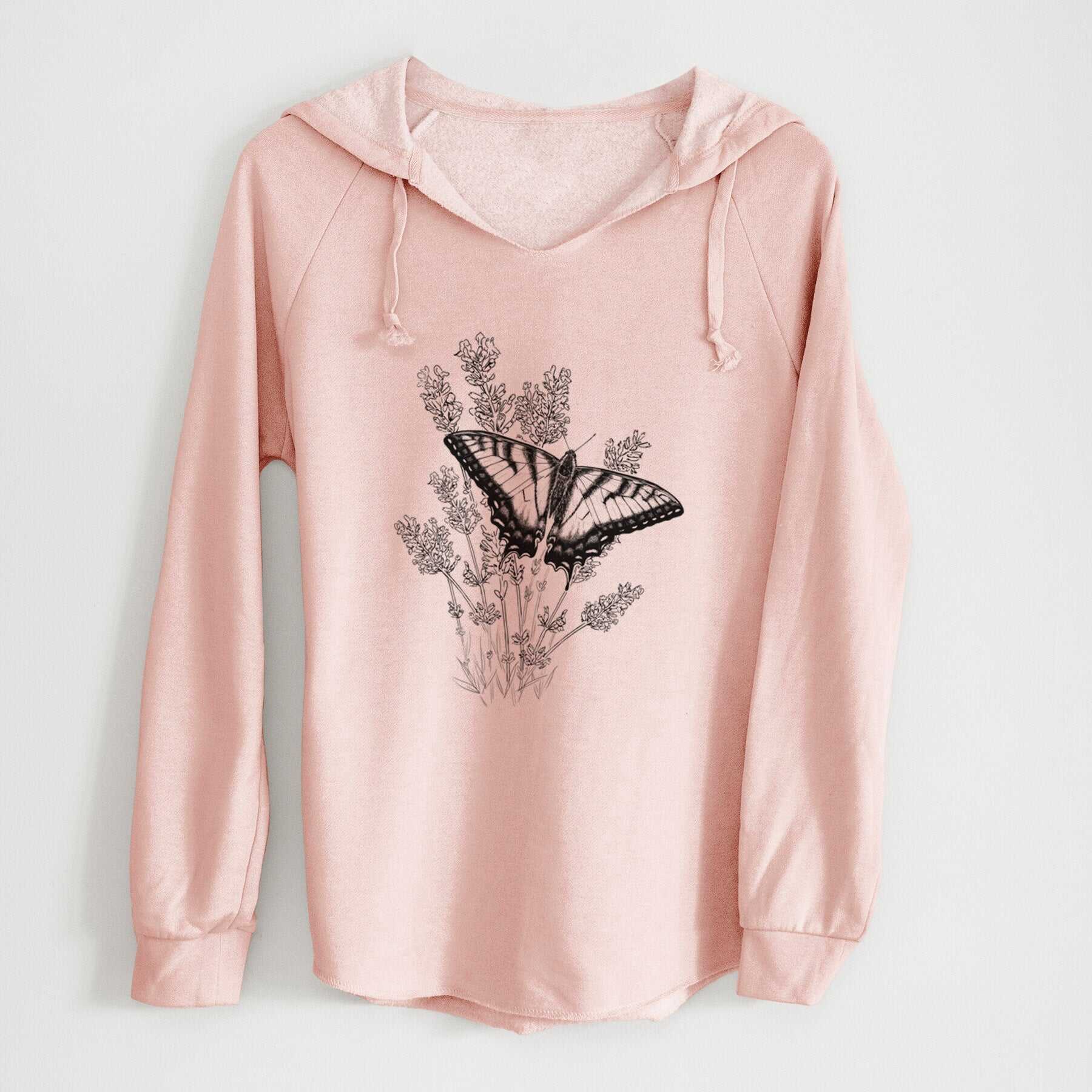 Eastern Tiger Swallowtail with Lavender - Cali Wave Hooded Sweatshirt