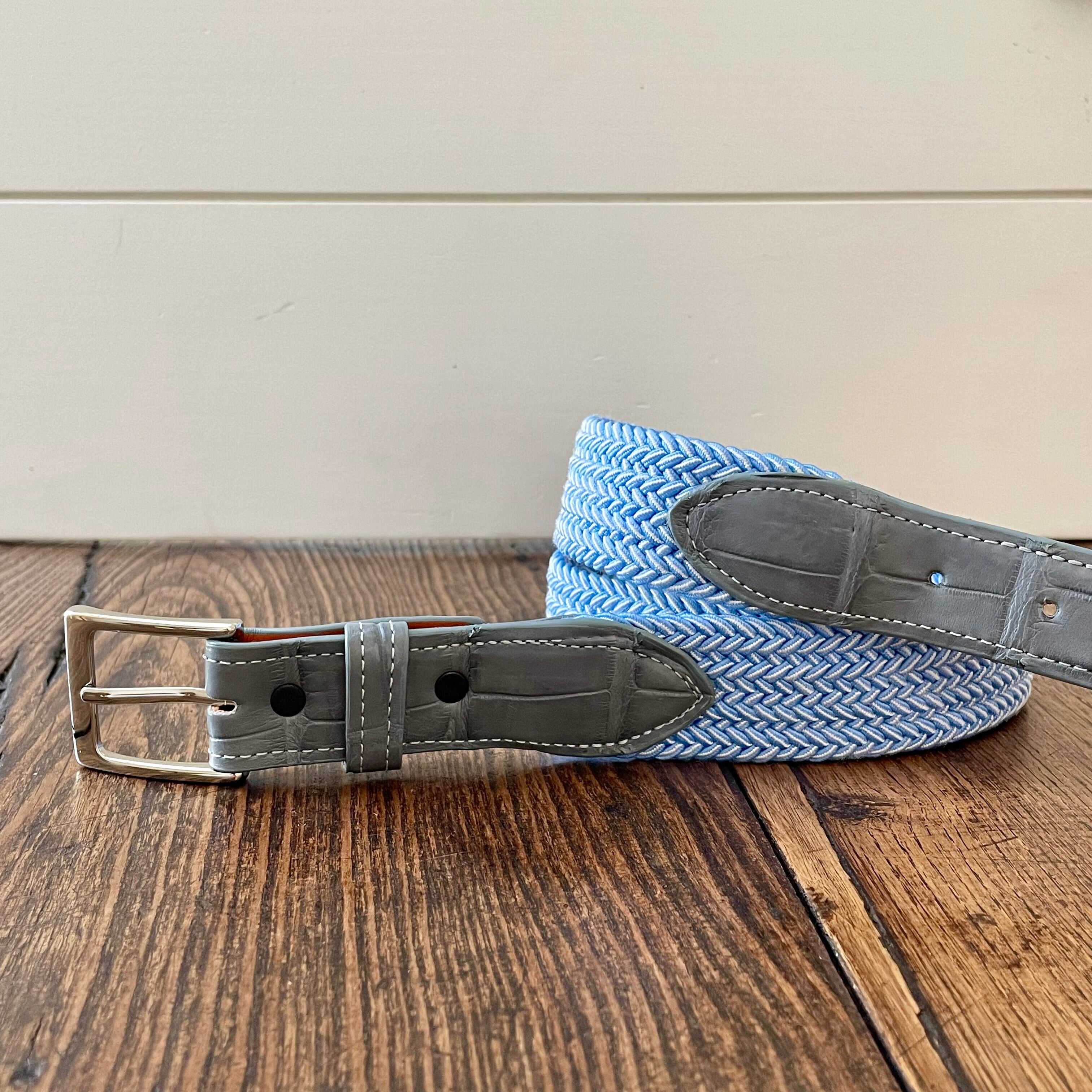 The Stretch Belt, Light Blue & White