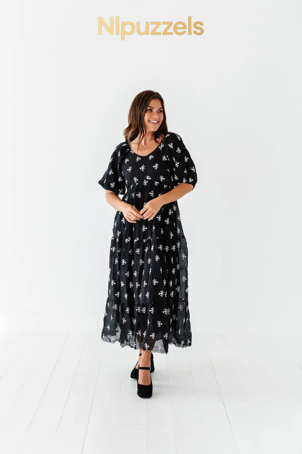 Pearl Midi Dress in Black - Size Small, Medium, & 3X Left