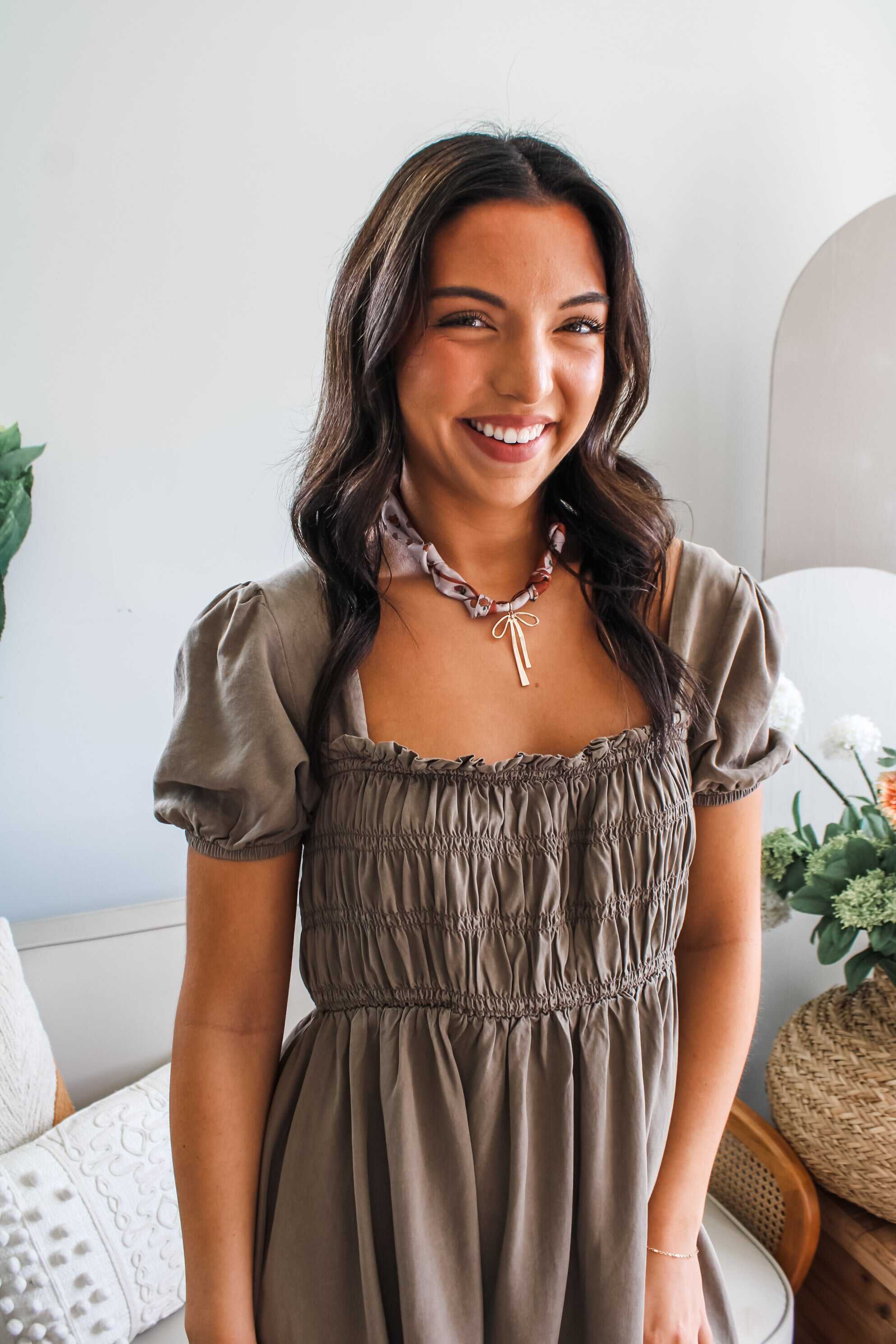 All Dolled Up Ruffle Dress • Taupe