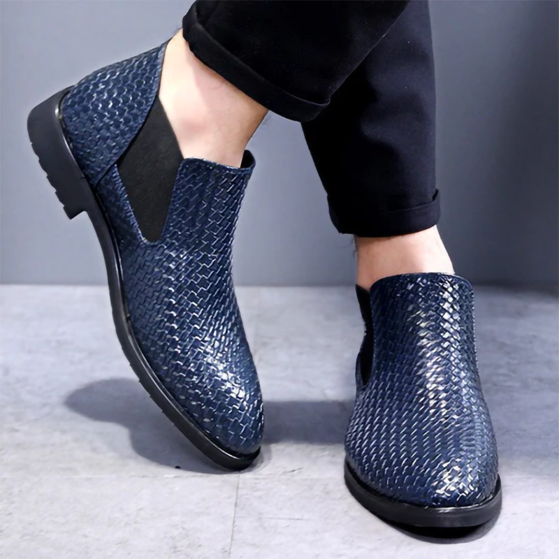 Men's Wide-Toe Comfortable Lightweight Breathable Crocodile Pattern Leather Shoes