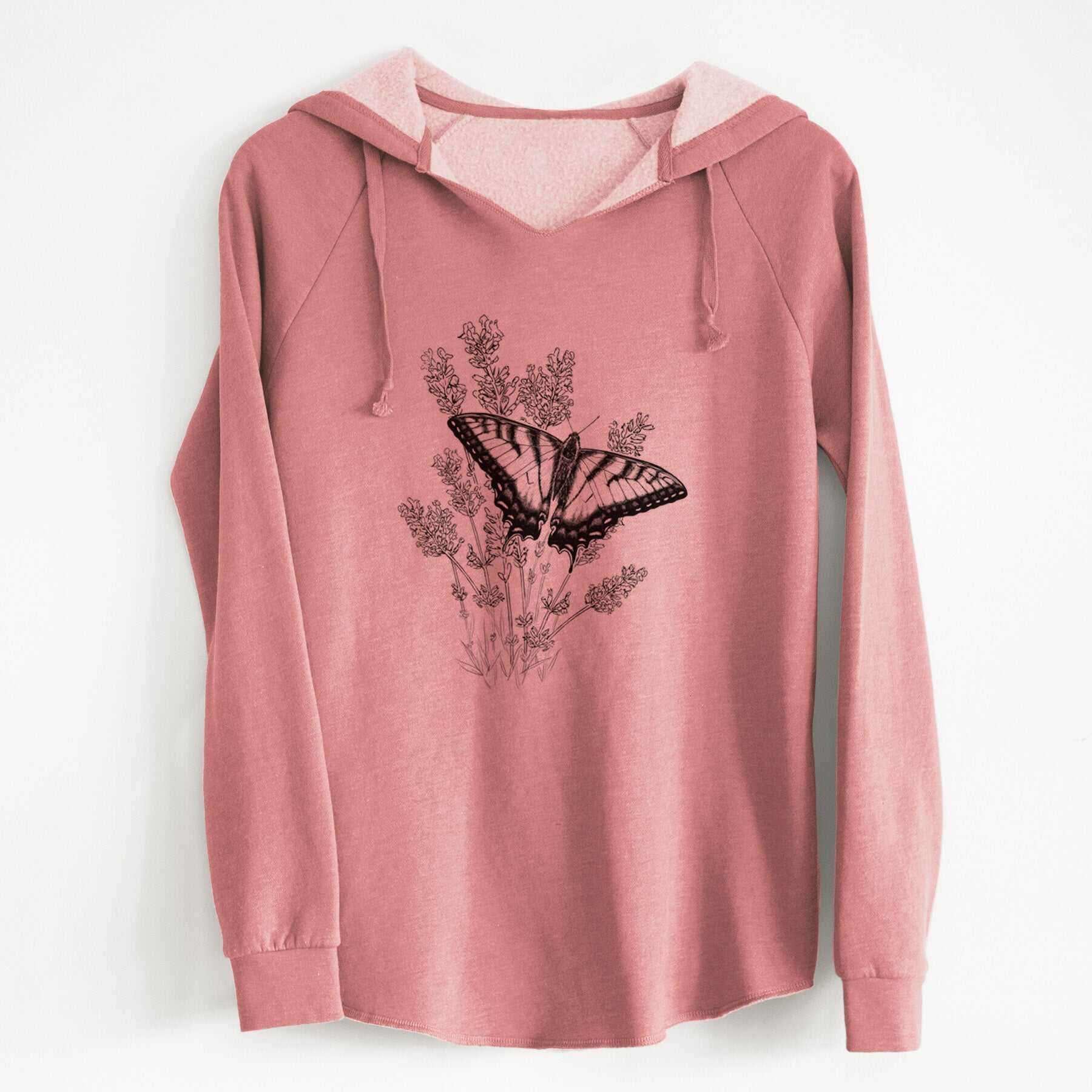 Eastern Tiger Swallowtail with Lavender - Cali Wave Hooded Sweatshirt