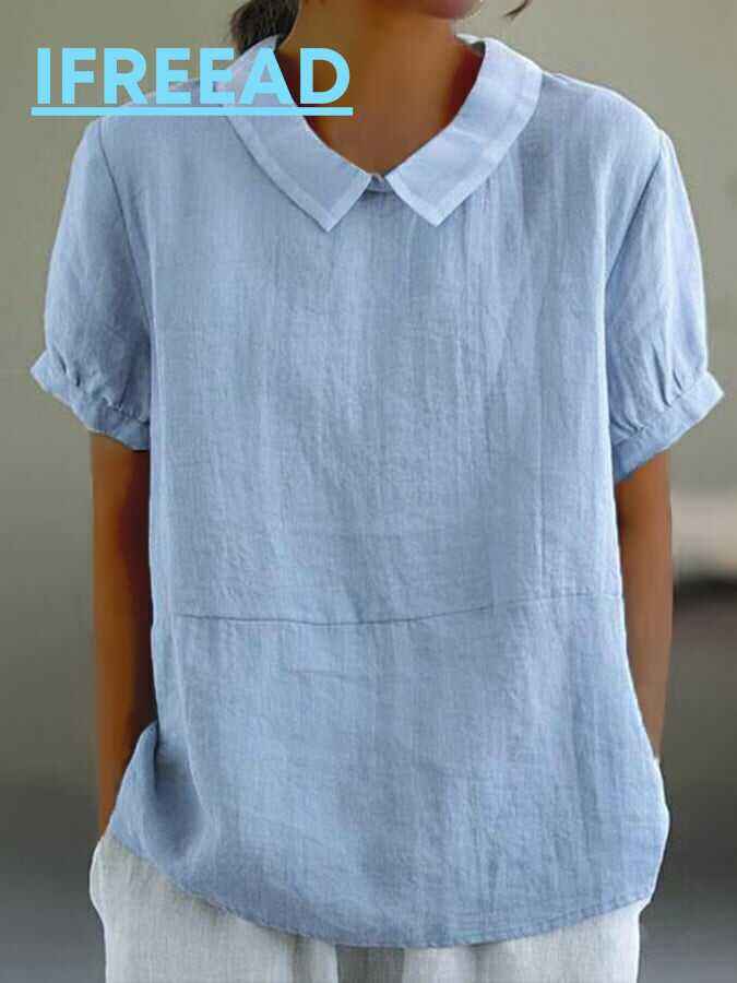 Solid Color Cotton And Linen Top