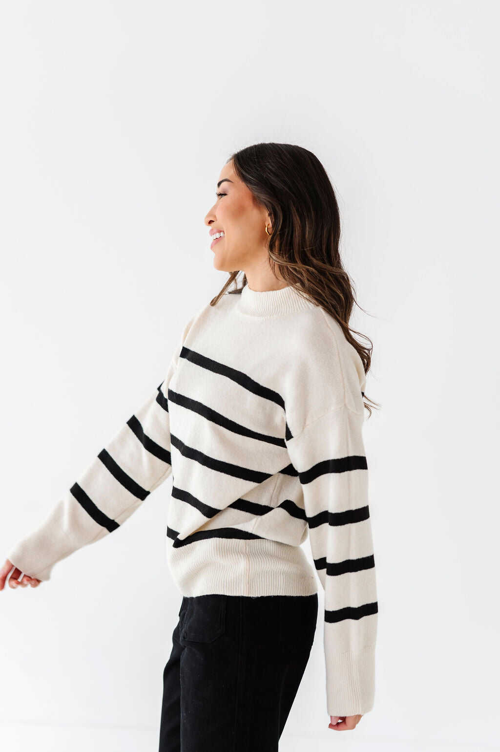 Ashton Striped Sweater in Cream