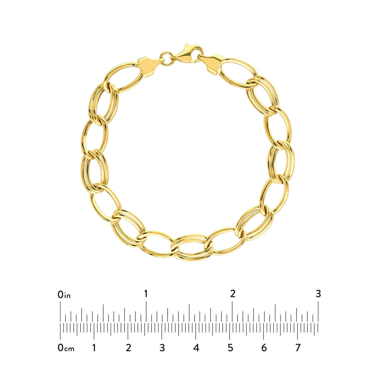 14K Yellow Gold Alternating Single & Double Link Bracelet