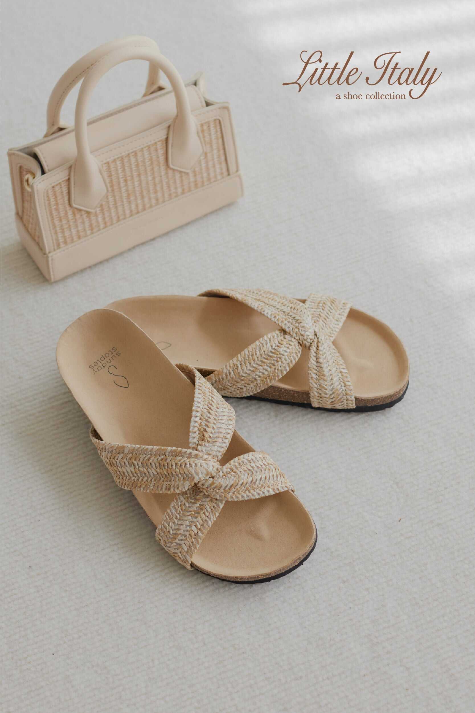 Genoa Twist Chunky Sliders in Sand Rattan