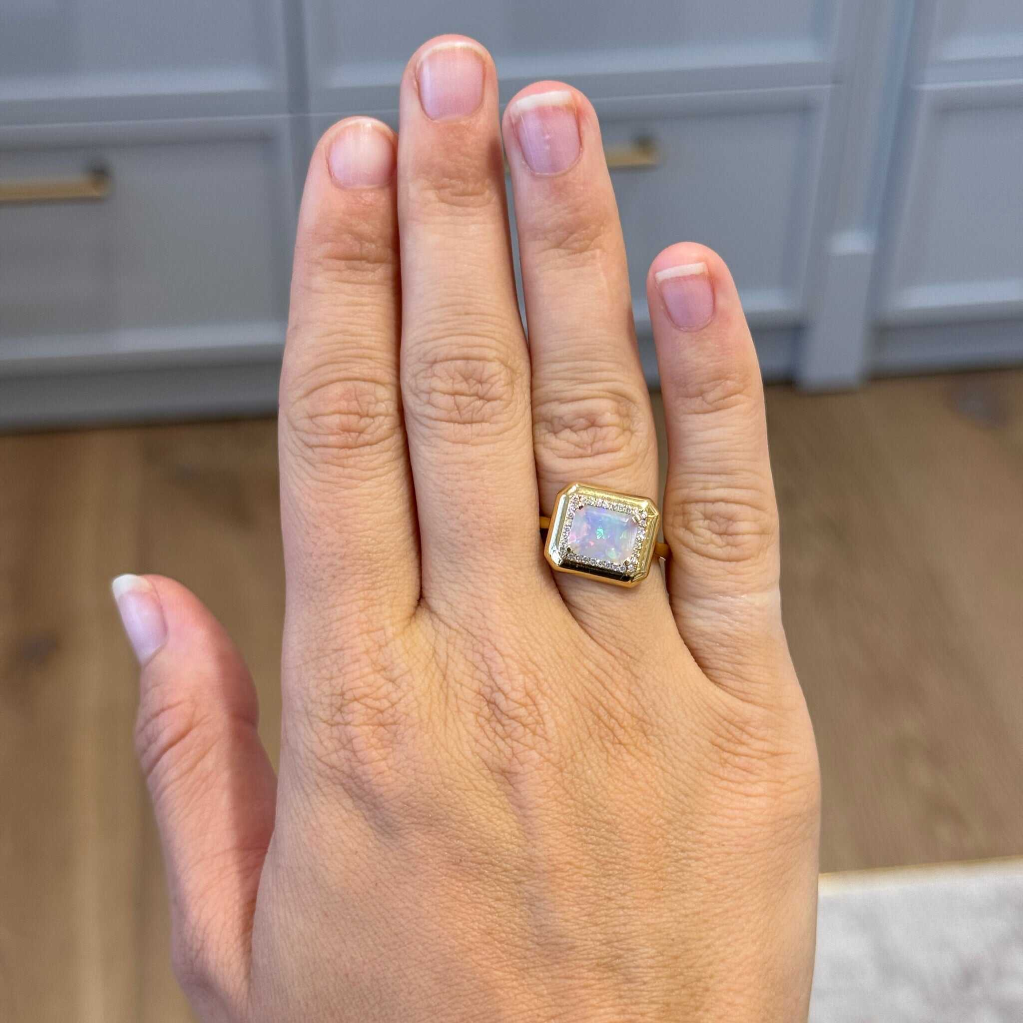 Goshwara Emerald-Cut Opal & Diamond 18K Gold Ring