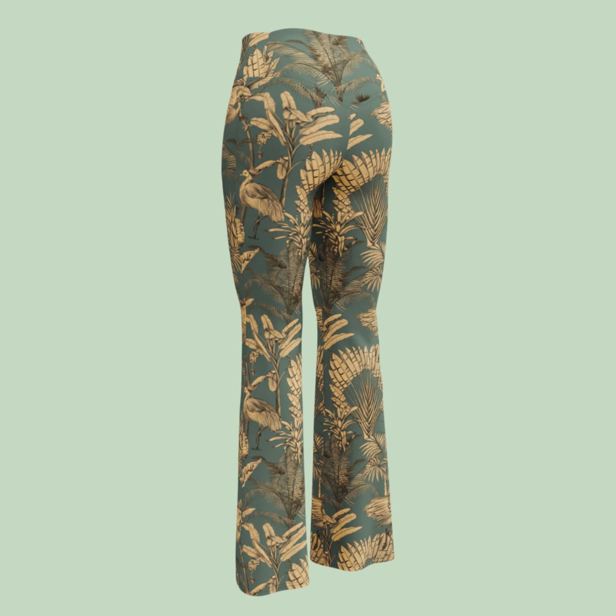 Recycled High-Waisted Flare Leggings, Wild Jungle Elegance