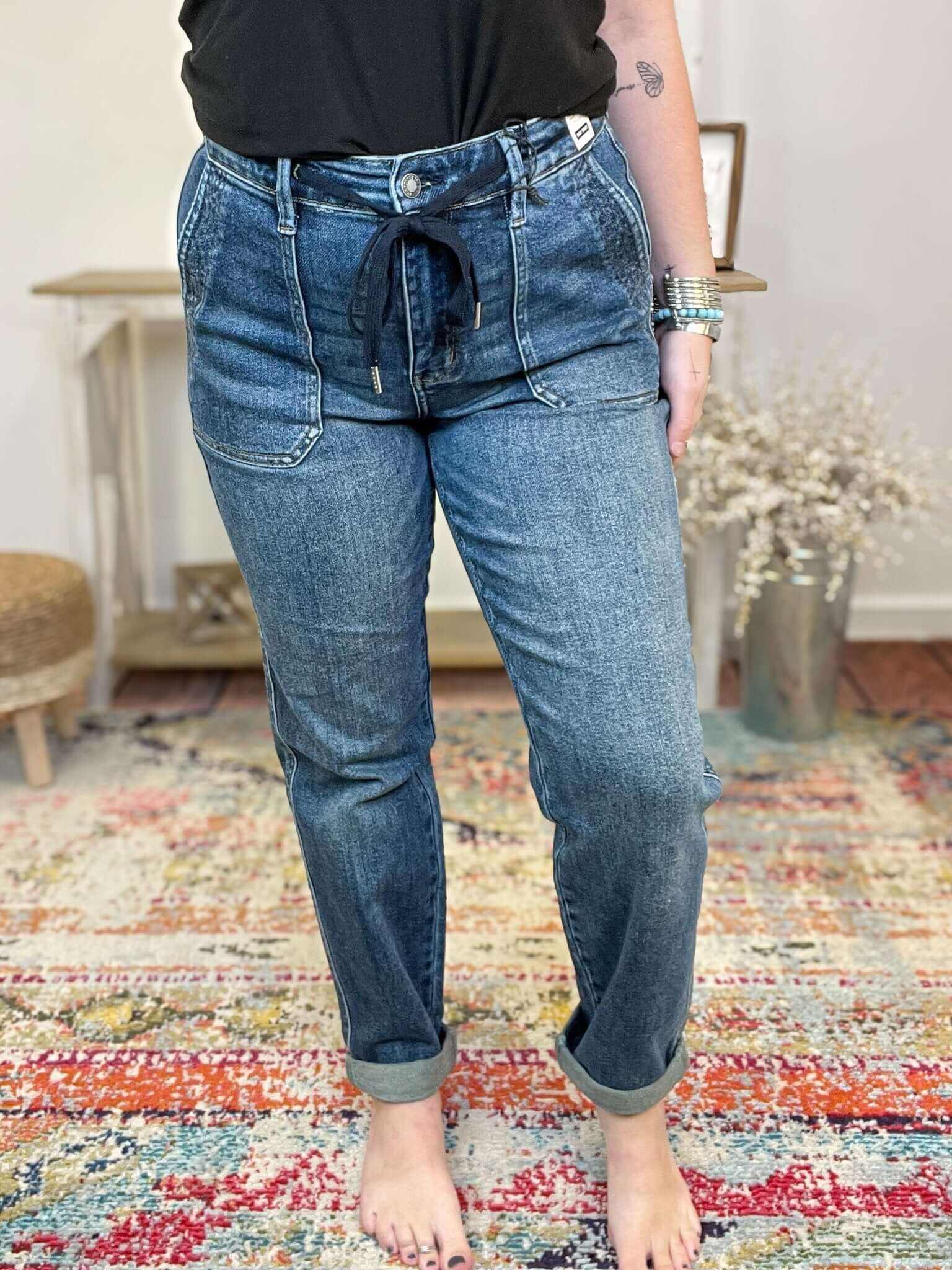 Judy Blue Relaxed Tatum Drawstring Cuffed Jogger Jeans