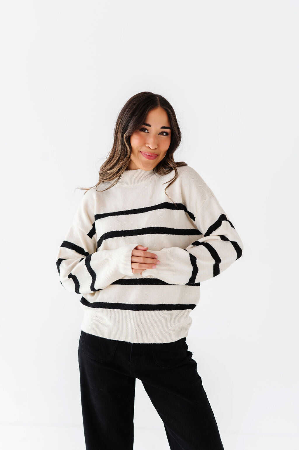Ashton Striped Sweater in Cream