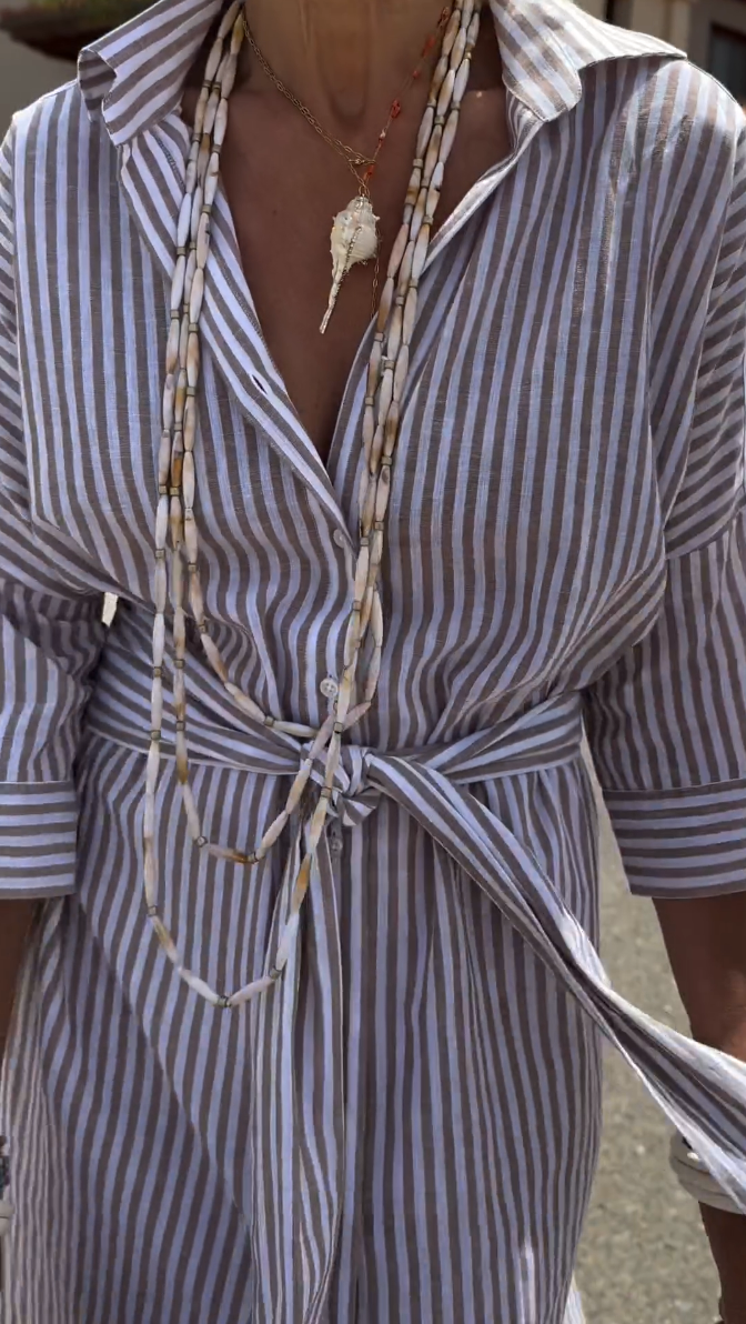 Women's Striped Long-Sleeve Cotton Shirtdress(Buy Any 2 Get FREE SHIPPING)