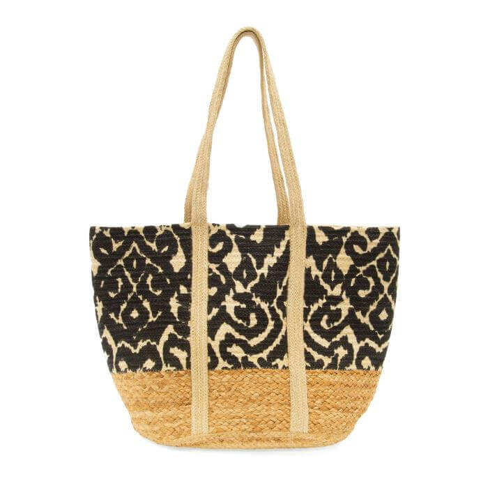 Black Geo Vines Painted June Shopper Jute Tote Bag