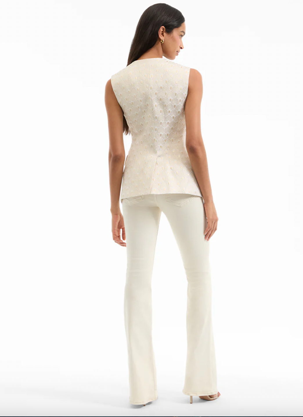 Veronica Beard Lois Vest in Off White/Gold