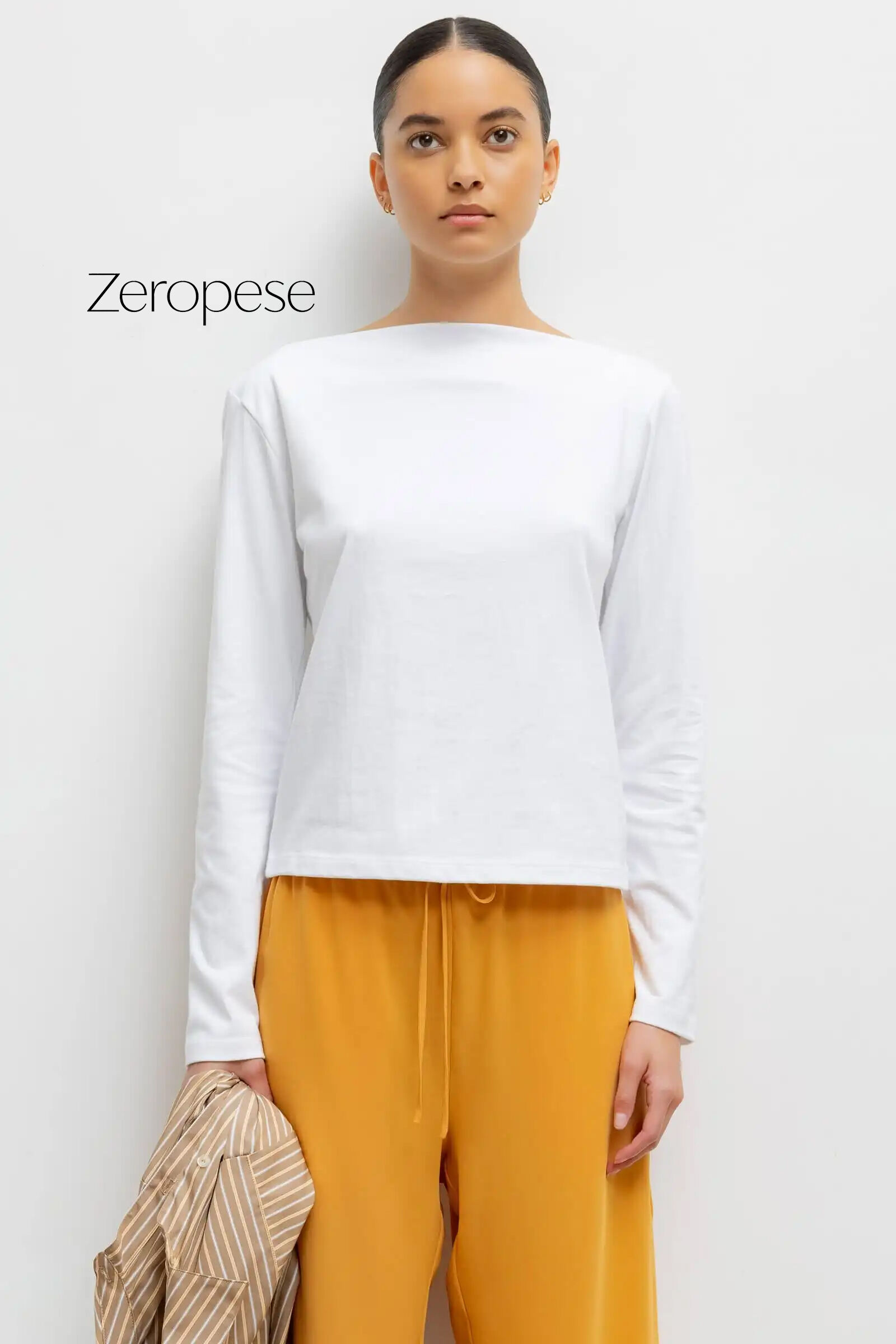 Leset Margo Long Sleeve Boatneck in White