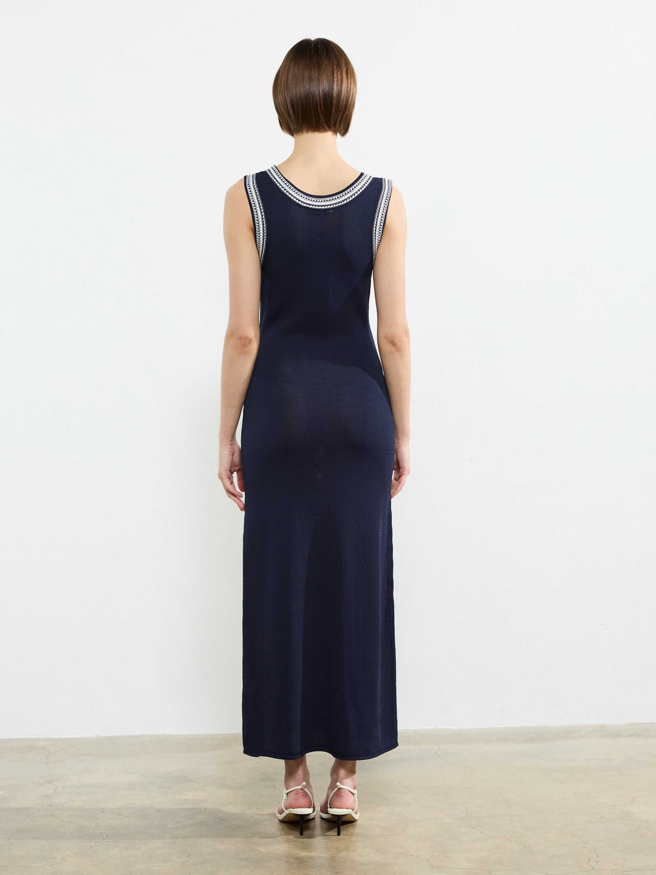 Sage Knitted Trim Dress