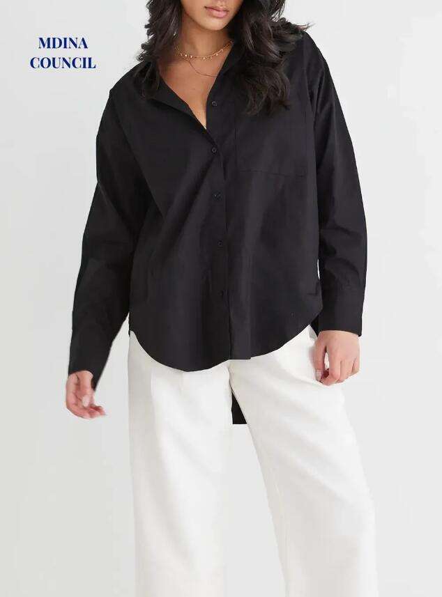 California Black Poplin Oversized Shirt